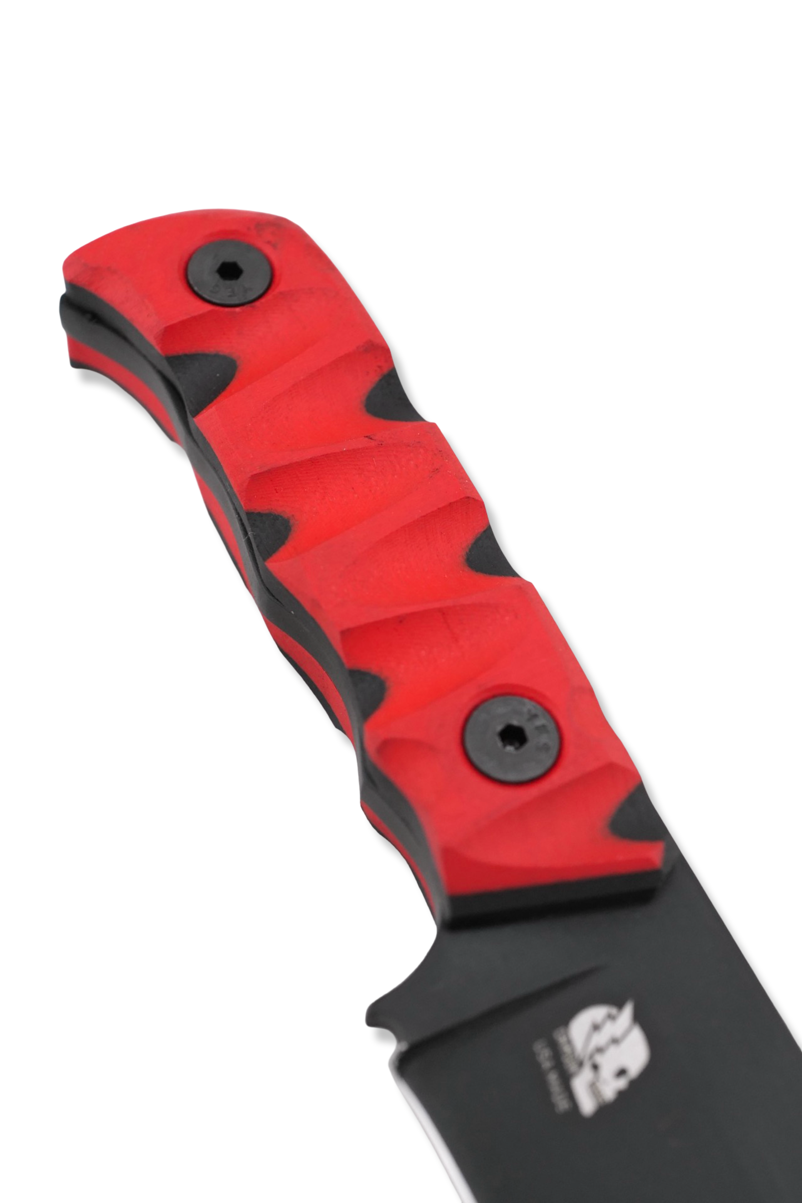 Slayer Mini - Black Cerakote / Two Faced Red + Black G-10 Handle / USA Made leather sheath included