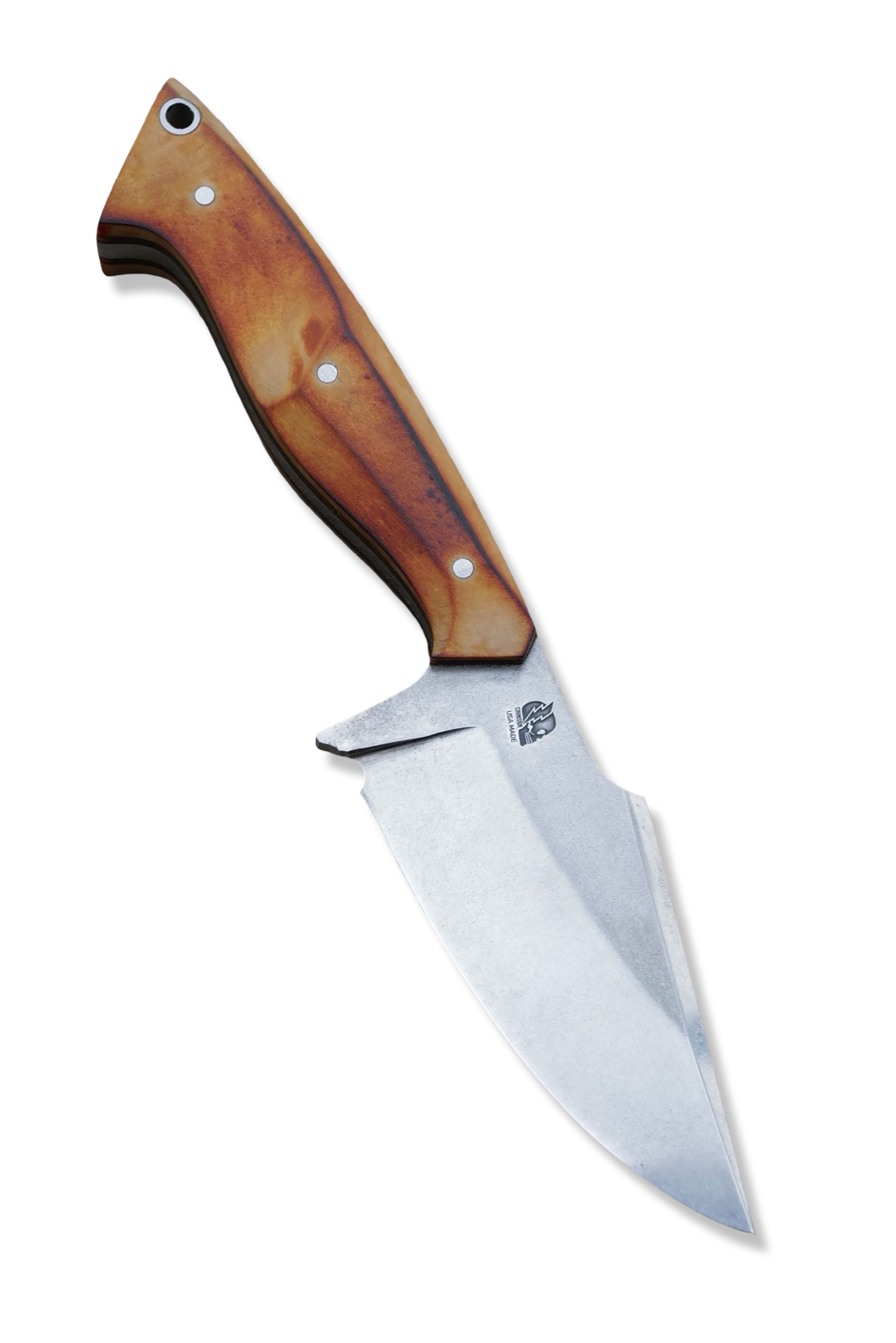 Reaper Custom 1 of 1 - Two Tone Polish Tumble / Torched Richlite Handle / Westinghouse Liners / Sheath Included