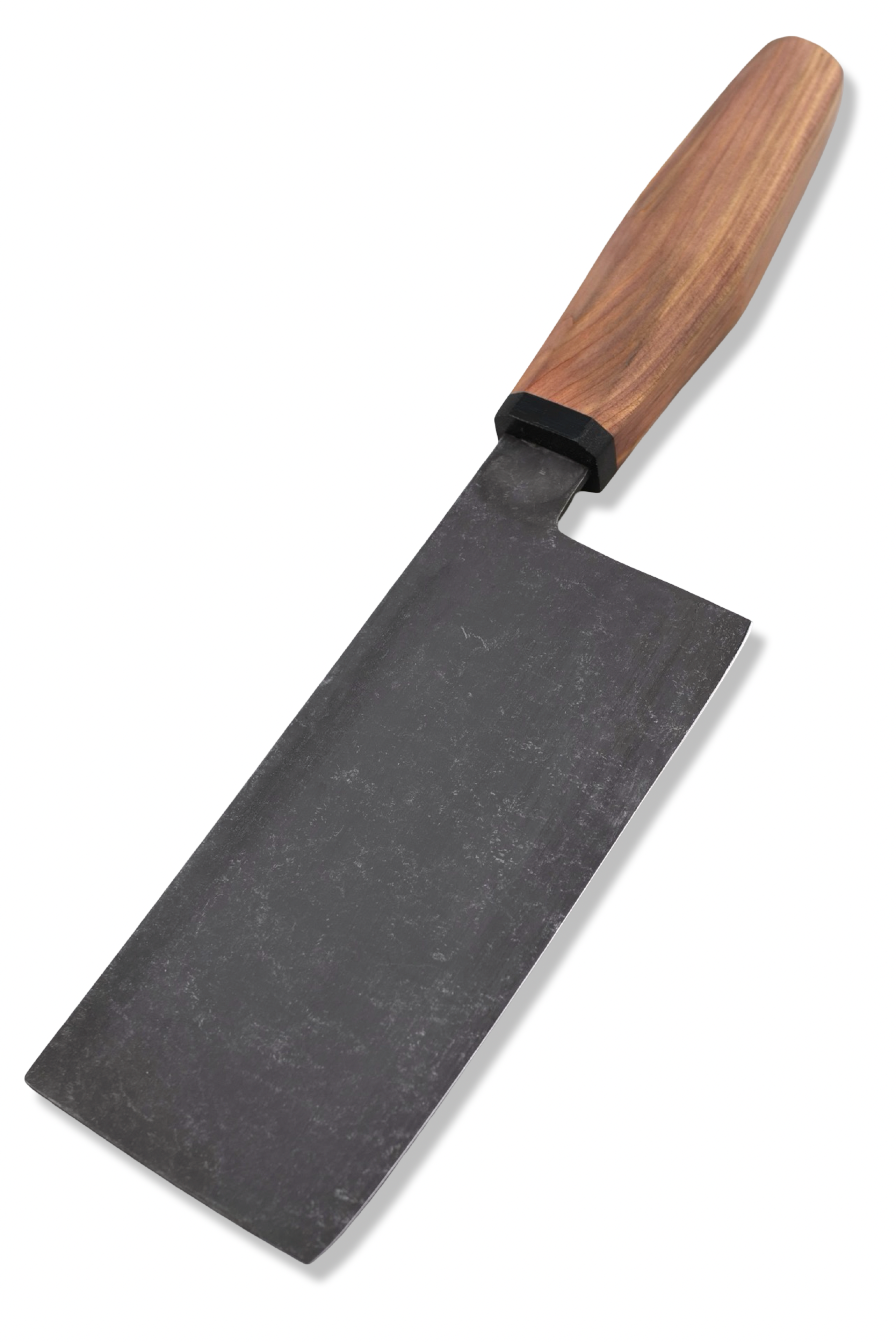 Custom Hidden Tang Cleaver - Dark Stonewash Stainless Steel / Juniper Handle / Wood Saya