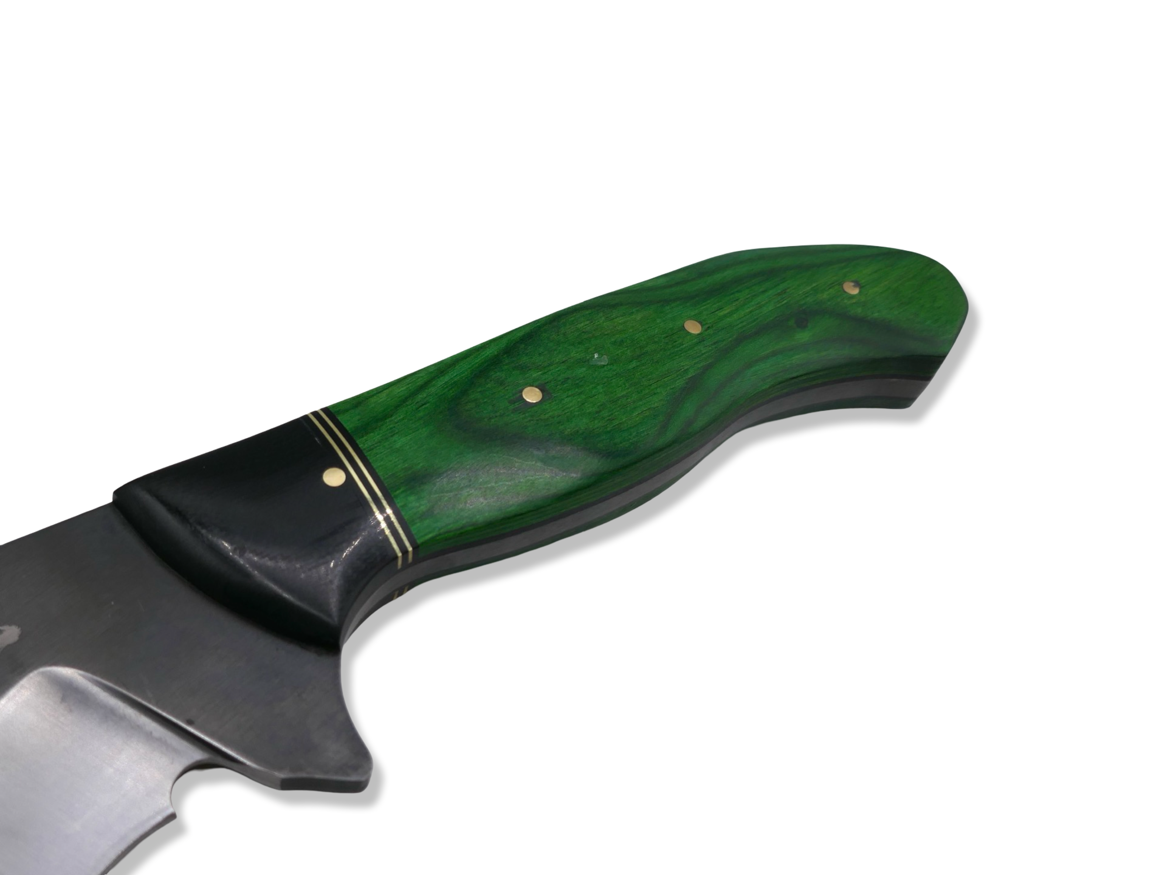 Kukri Custom - Black G-10 / Brass Splits / Shamrock Dyma Wood / Johnny Walker Engraving