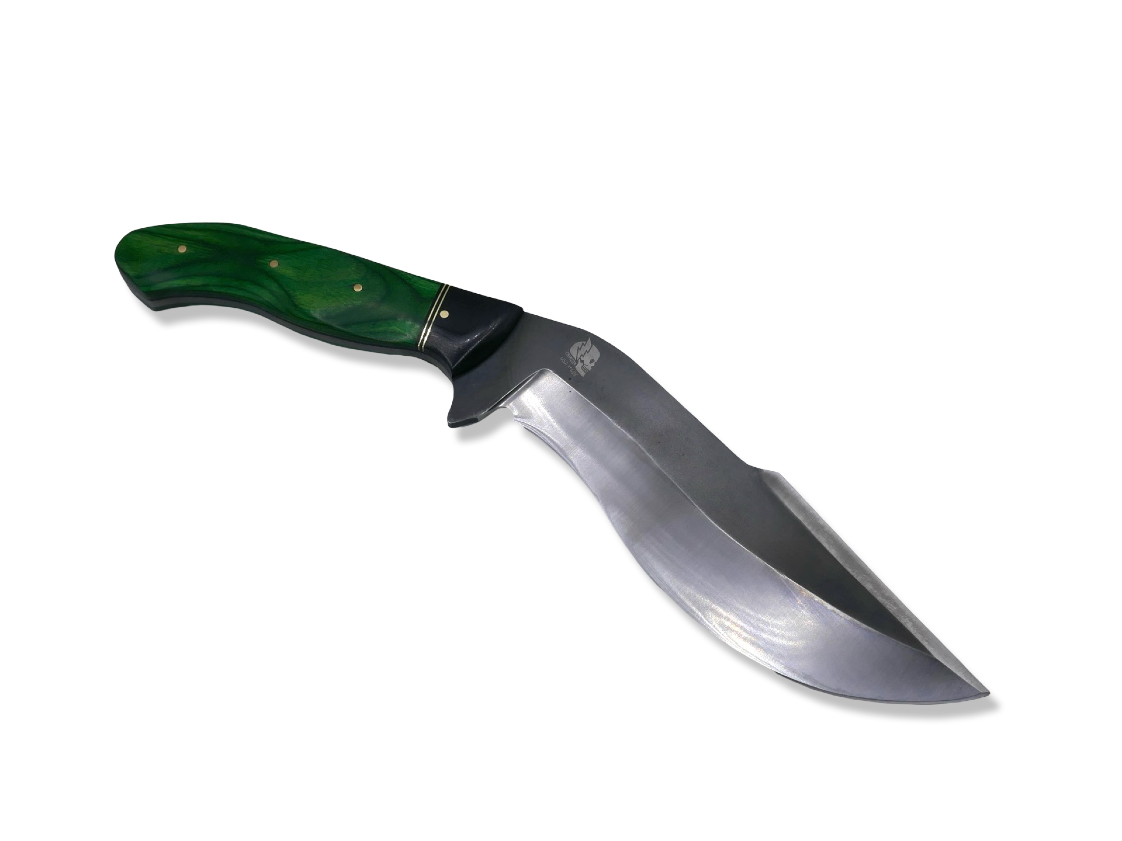 Kukri Custom - Black G-10 / Brass Splits / Shamrock Dyma Wood / Johnny Walker Engraving