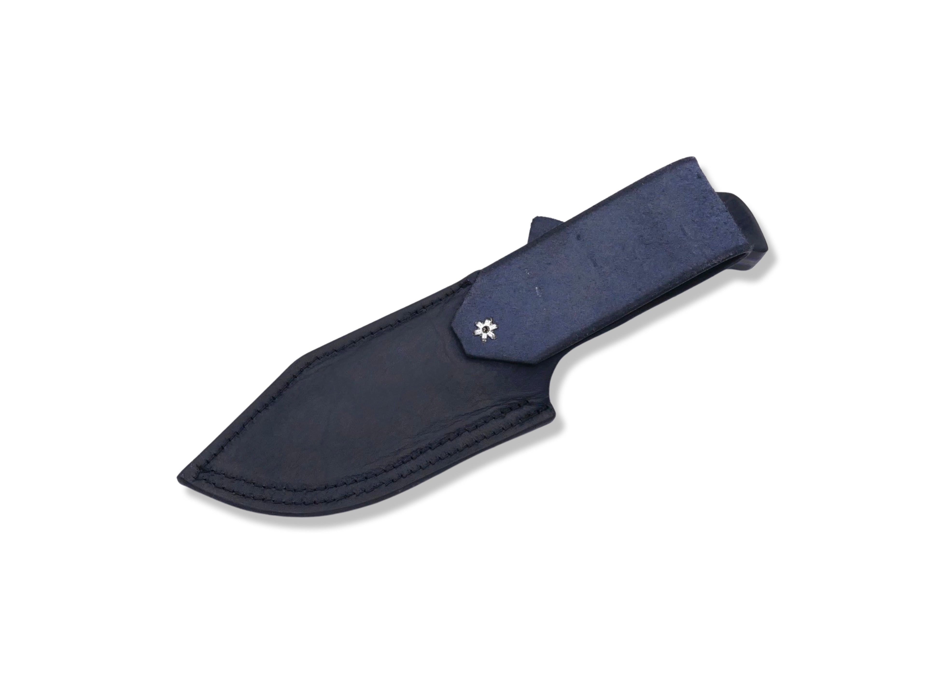 Slayer Damascus - Hollow Grind /  Ebony / Tru-Stone Inlay / White and Blue G-10 Inlay / Blue G-10 Liner
