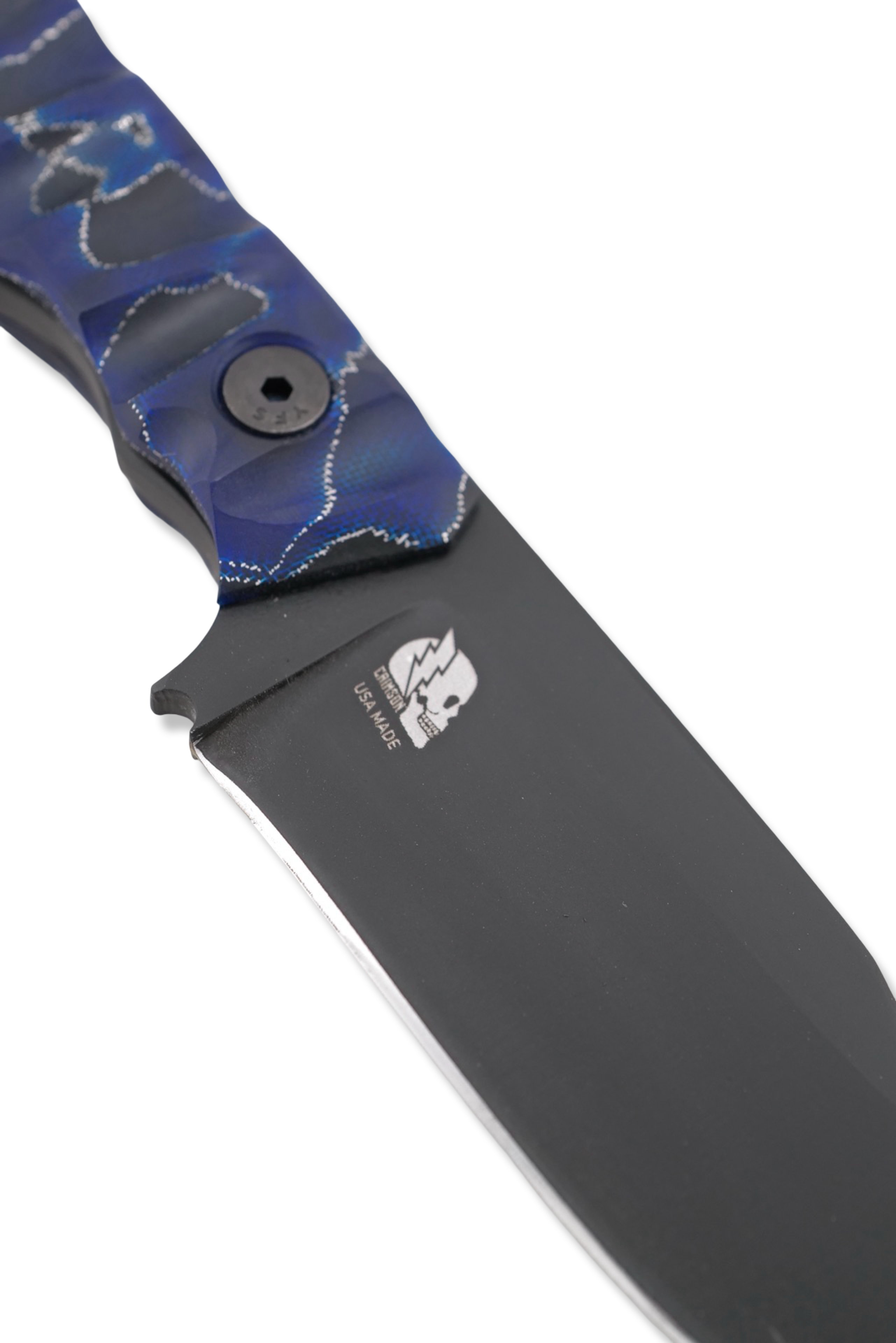 Slayer Mini - Black Cerakote / Blue Raffir Alume Handle / USA Made leather sheath included