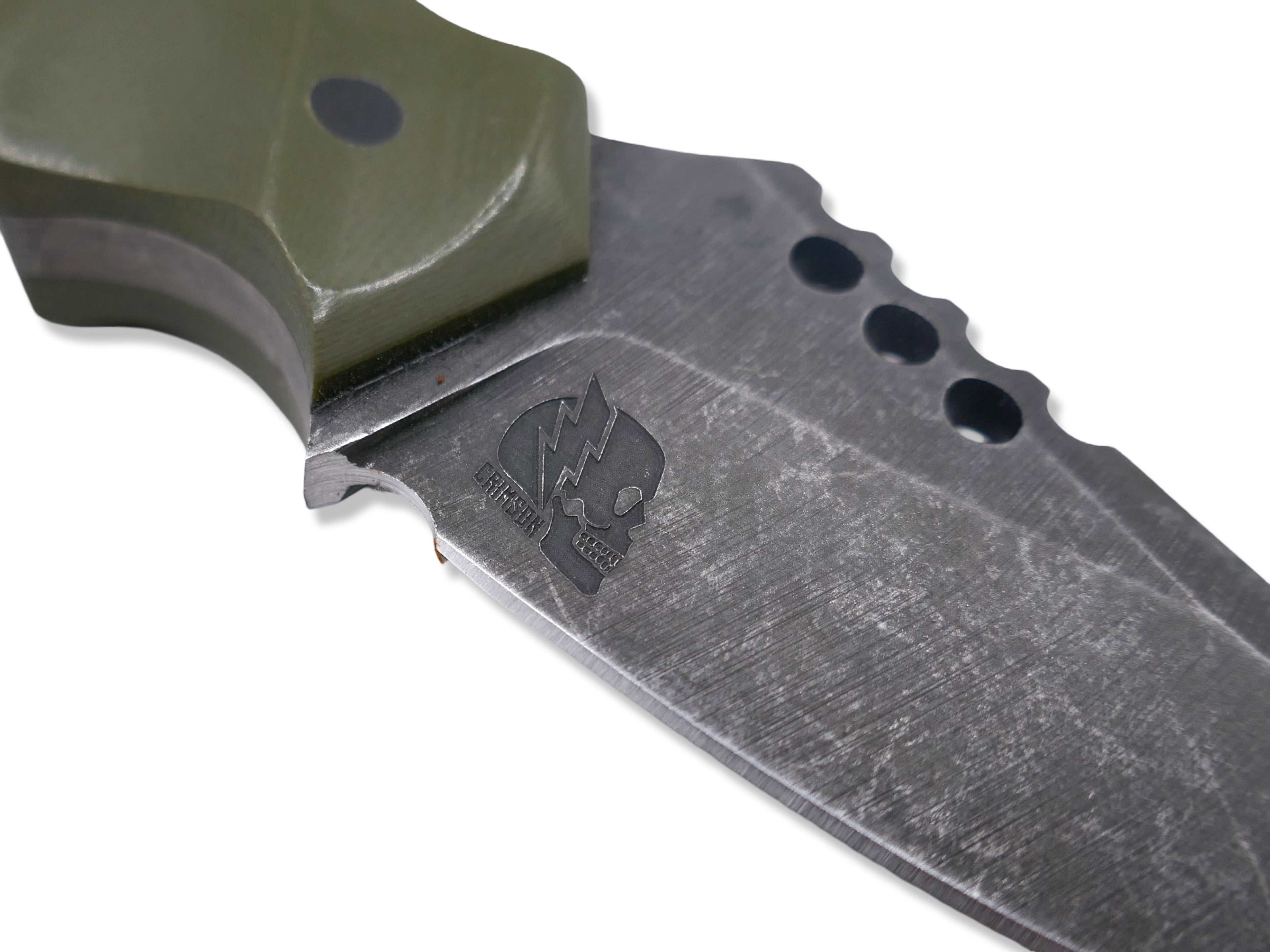 IRON WOLF - Dark Stonewash / OD Green G-10 / Carbon Fiber Pins