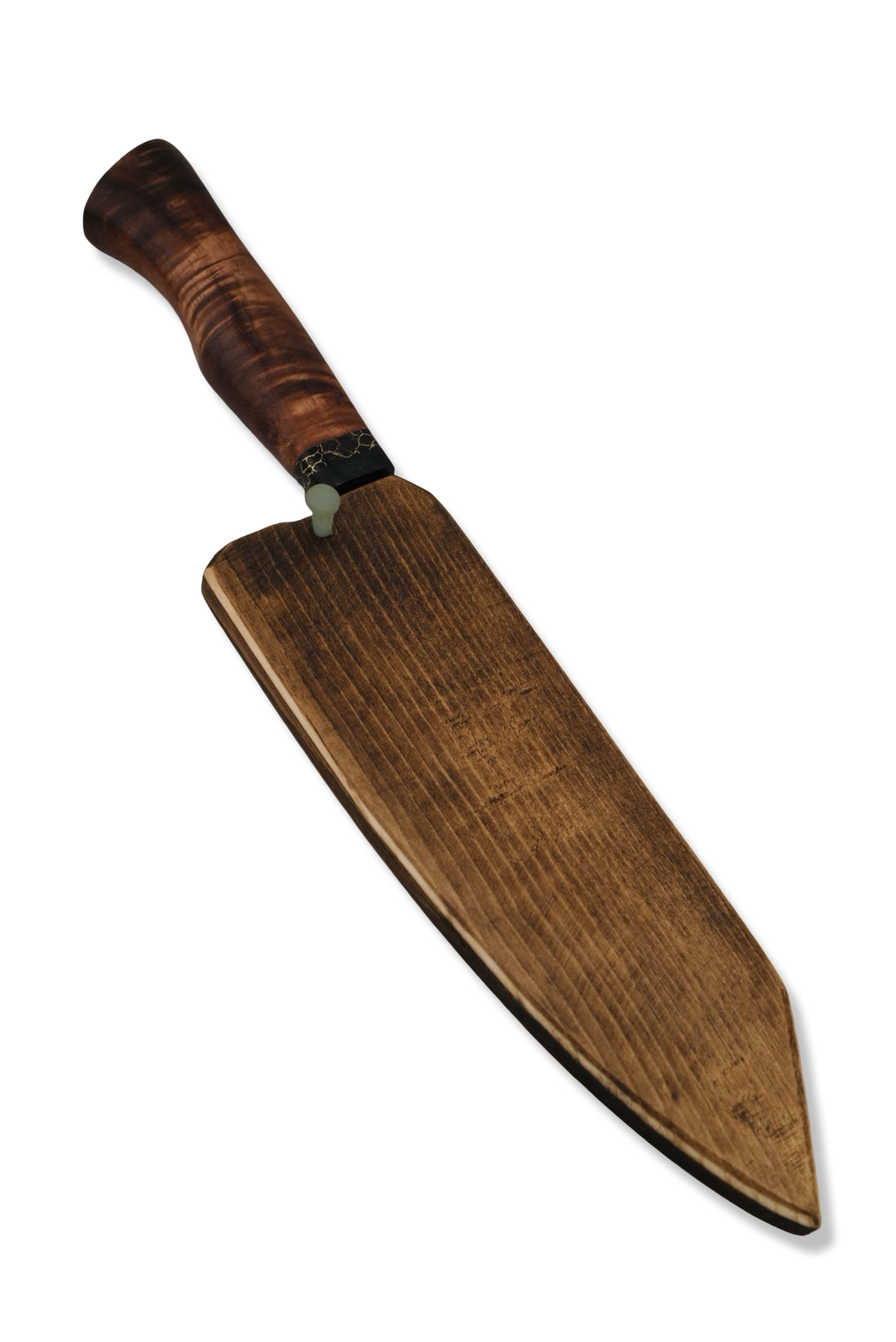 Custom Hidden Tang Chef - Baker Forge Bronze Mai Damascus / Micarta / Tru Stone / Hawaiian Koa Handle