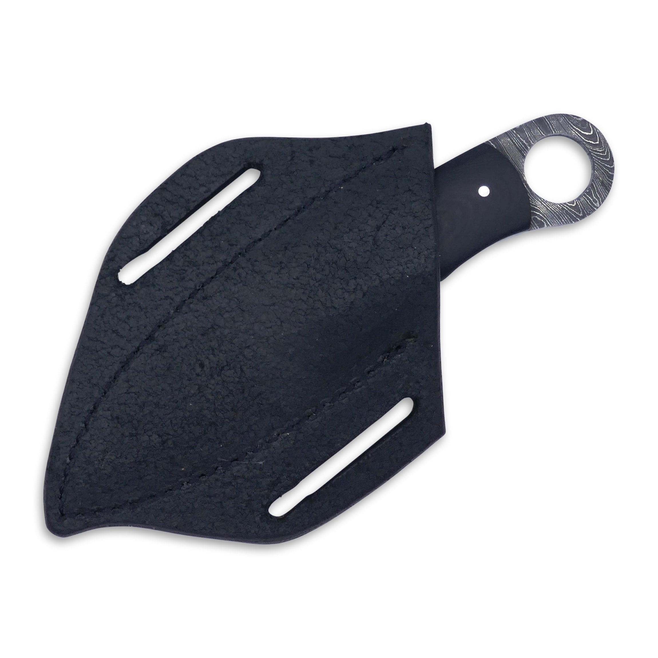 Honey Badger - Damascaus Fixed Blade / Black G-10 handle / Blue Liner - Crimson Tactical