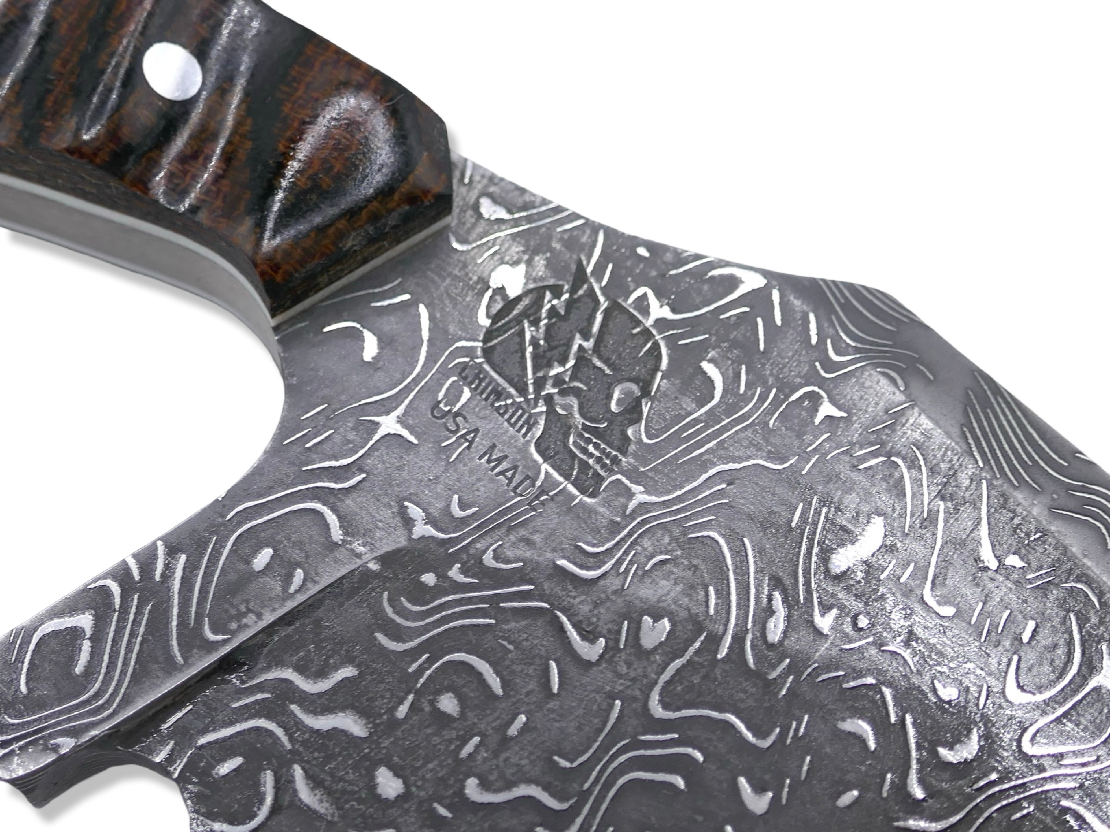 “Pro Reaper“ Custom 1 of 1  Vegas Forge Stainless Damascus - 70’s Westinghouse / White + Nickel Splits / Burl Handle
