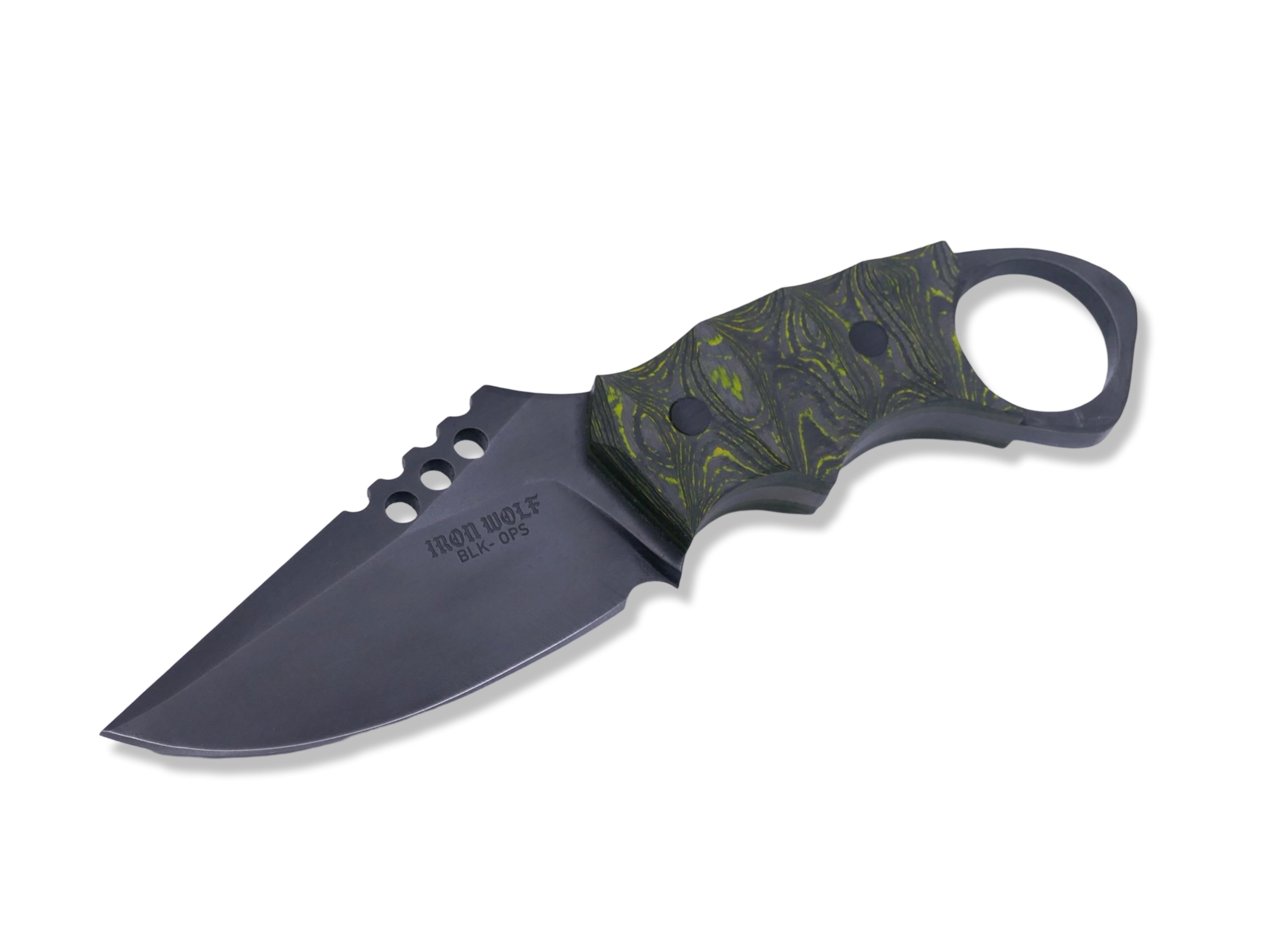 IRON WOLF Black Ops Custom 1 of 1 - Camo Carbon Toxic Moss + OD Green Liner / Carbon Fiber Pins