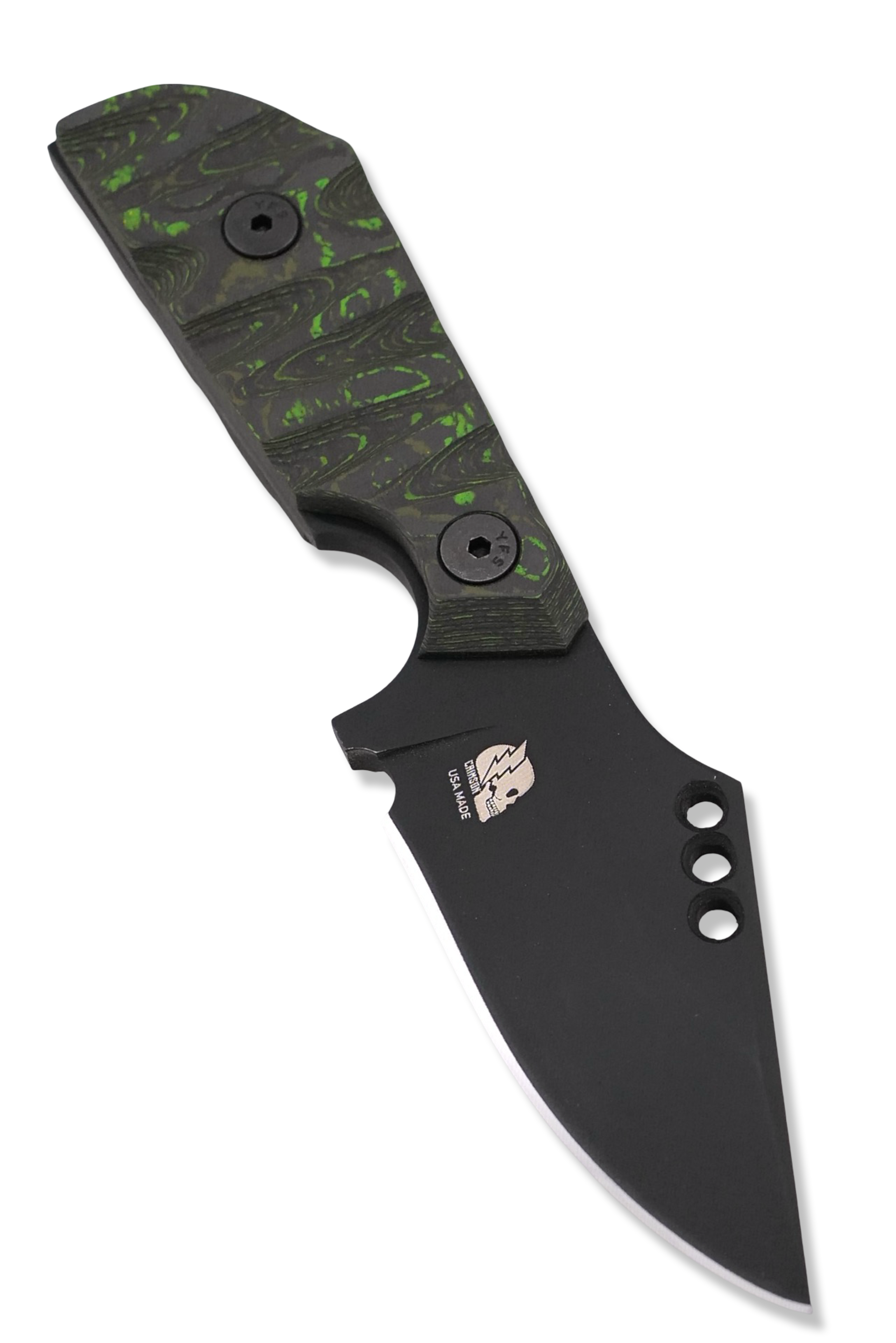 The Duke - Black Cerakote / Toxic Moss Camo Carbon Bolt on Handle / USA Made leather sheath included