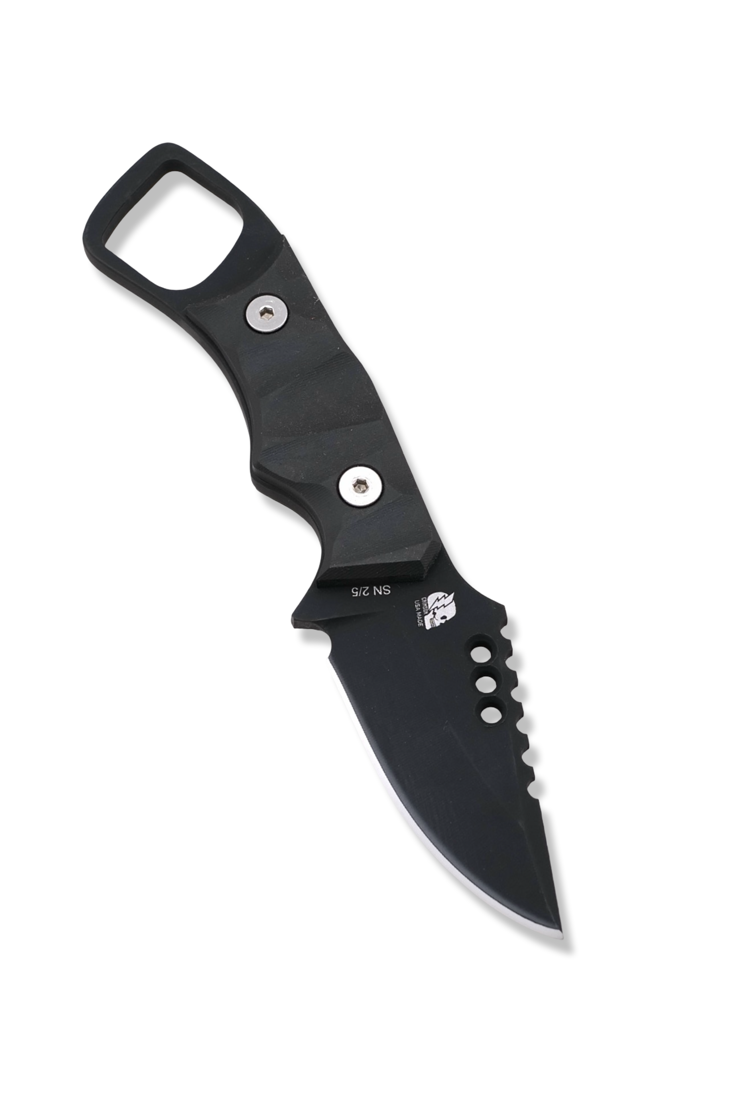 RPM Iron Wolf  “ ARMIPOTENT “ - Black Cerakote / Black Richlite Handle / Leather Sheath Included / LIMITED TO 5 PIECES
