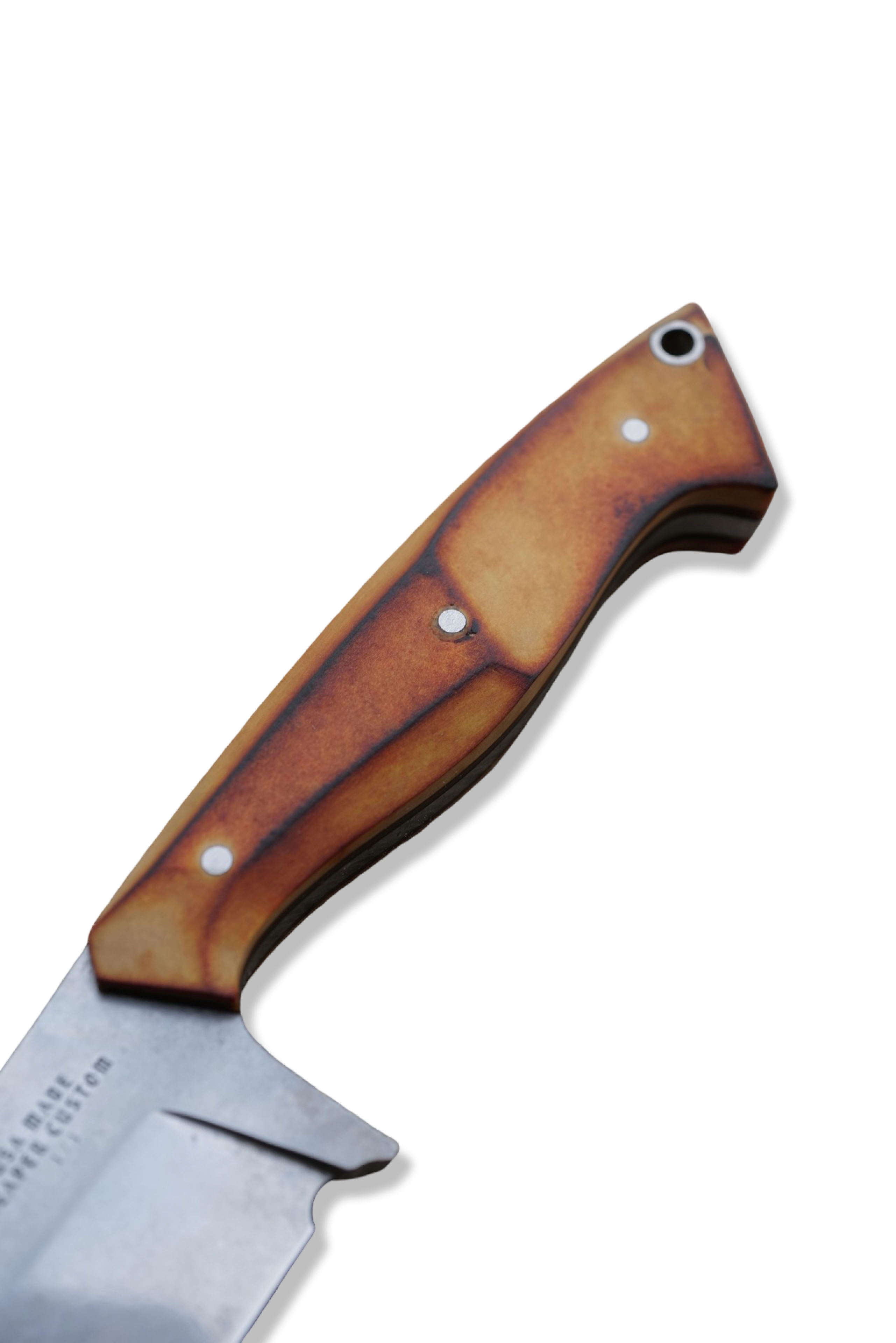 Reaper Custom 1 of 1 - Two Tone Polish Tumble / Torched Richlite Handle / Westinghouse Liners / Sheath Included