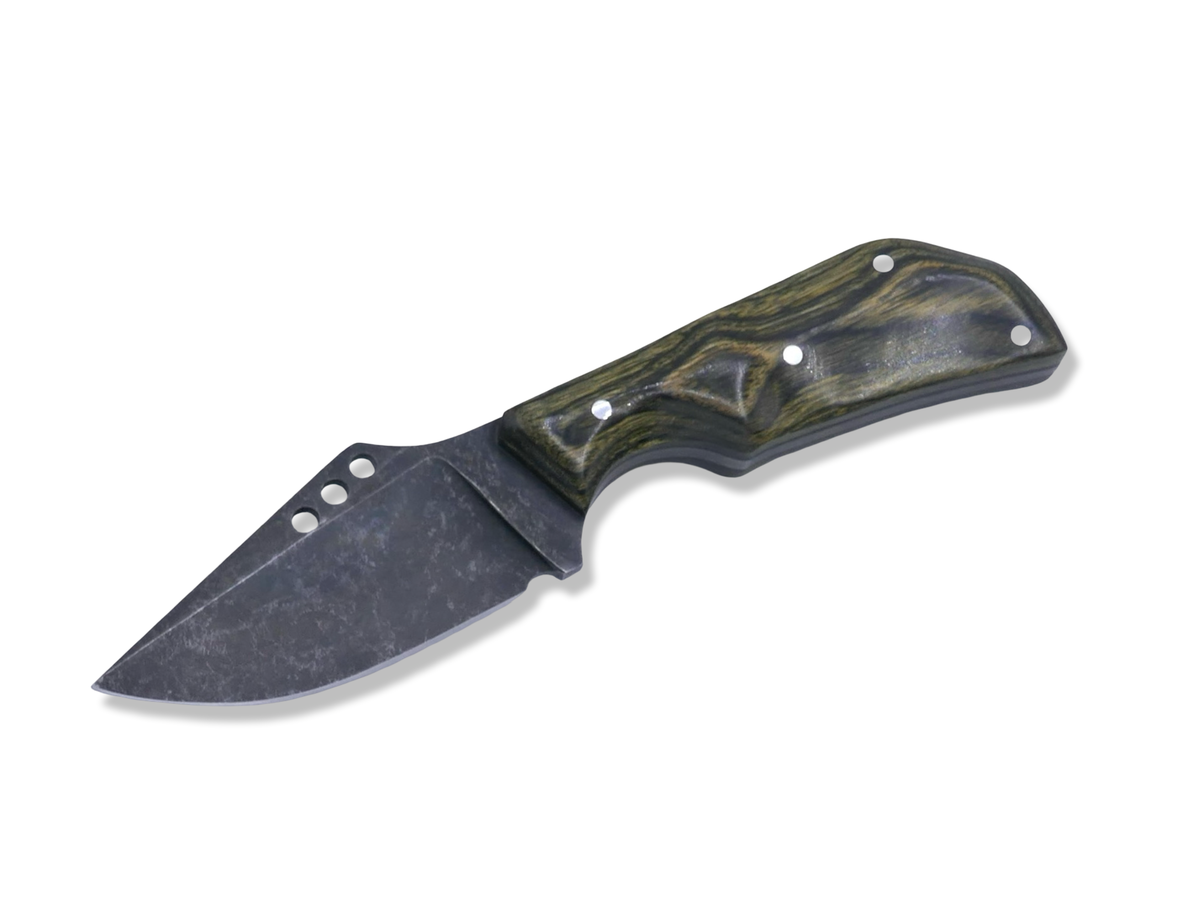 The Duke Custom 1 of 1 - Hollow Grind / Dark Stonewash / Dyma OD Green Wood Handle / SHEATH INCLUDED