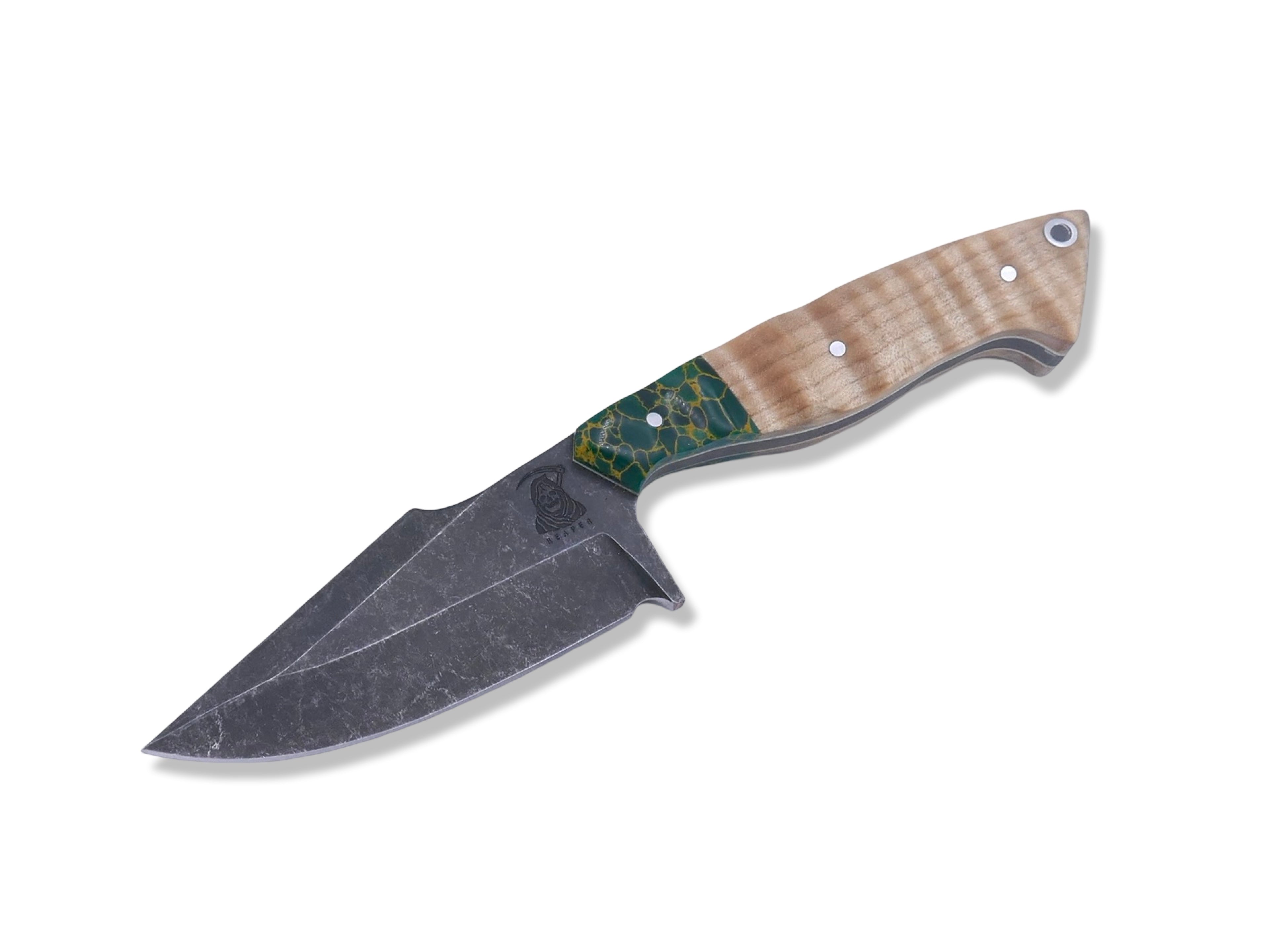 Reaper Custom 1 of 1  - Harpoon Grind / Dark Stonewash / Tru Stone + Maple Handle