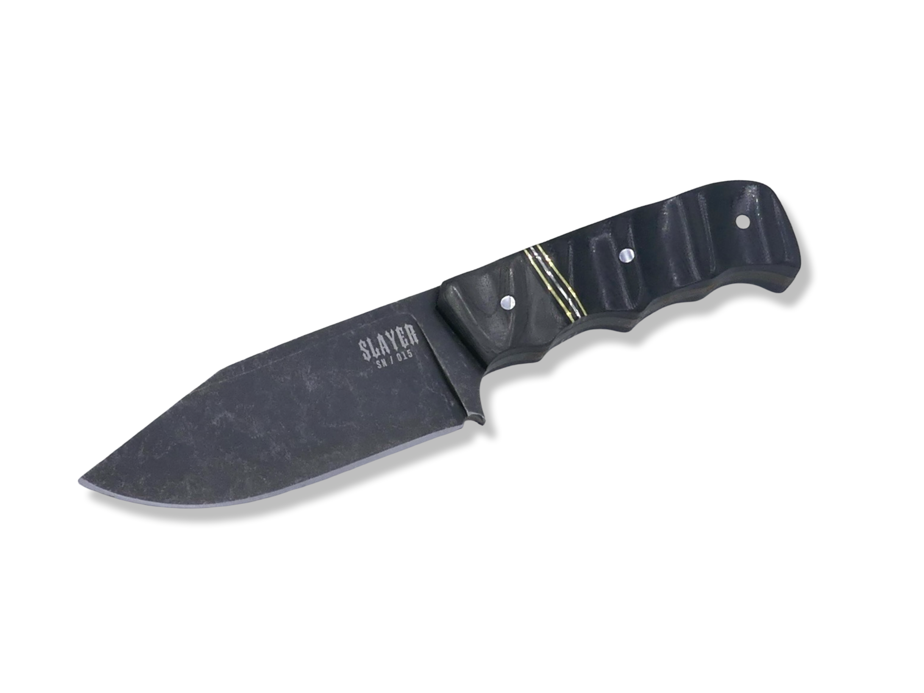 Slayer Mini Hollow Grind Custom - Dark Stonewash / Camo Carbon + Nickel and Brass Split / Black G-10 Handle