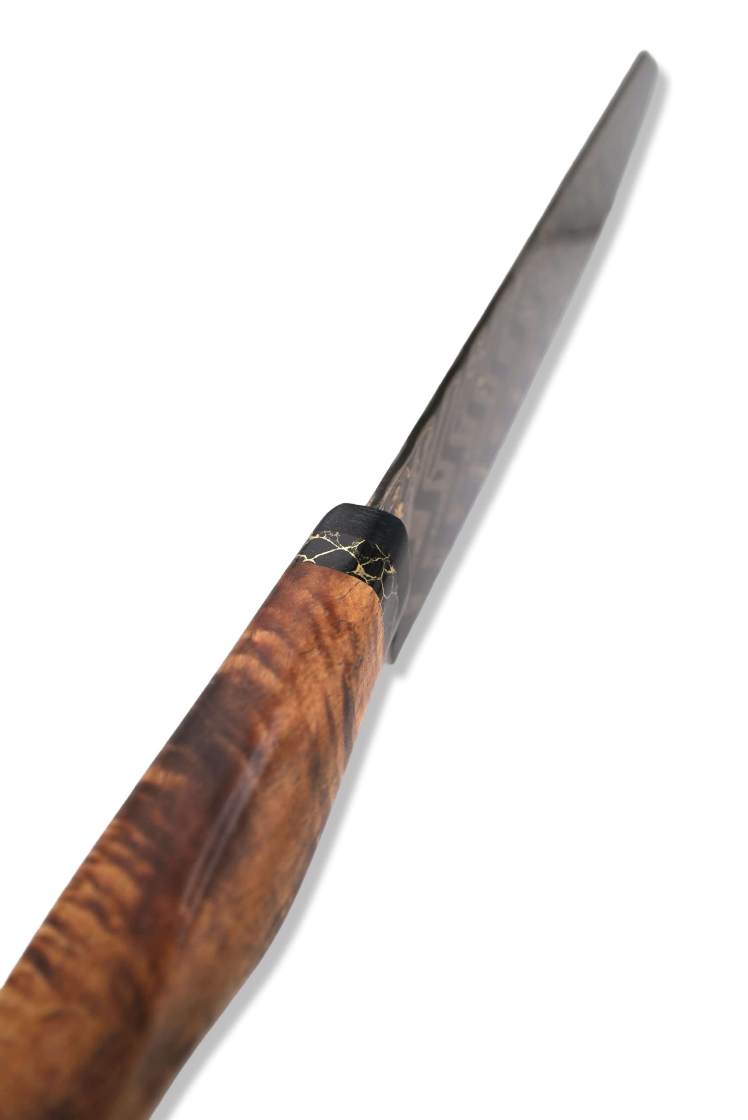 Custom Hidden Tang Chef - Baker Forge Bronze Mai Damascus / Micarta / Tru Stone / Hawaiian Koa Handle