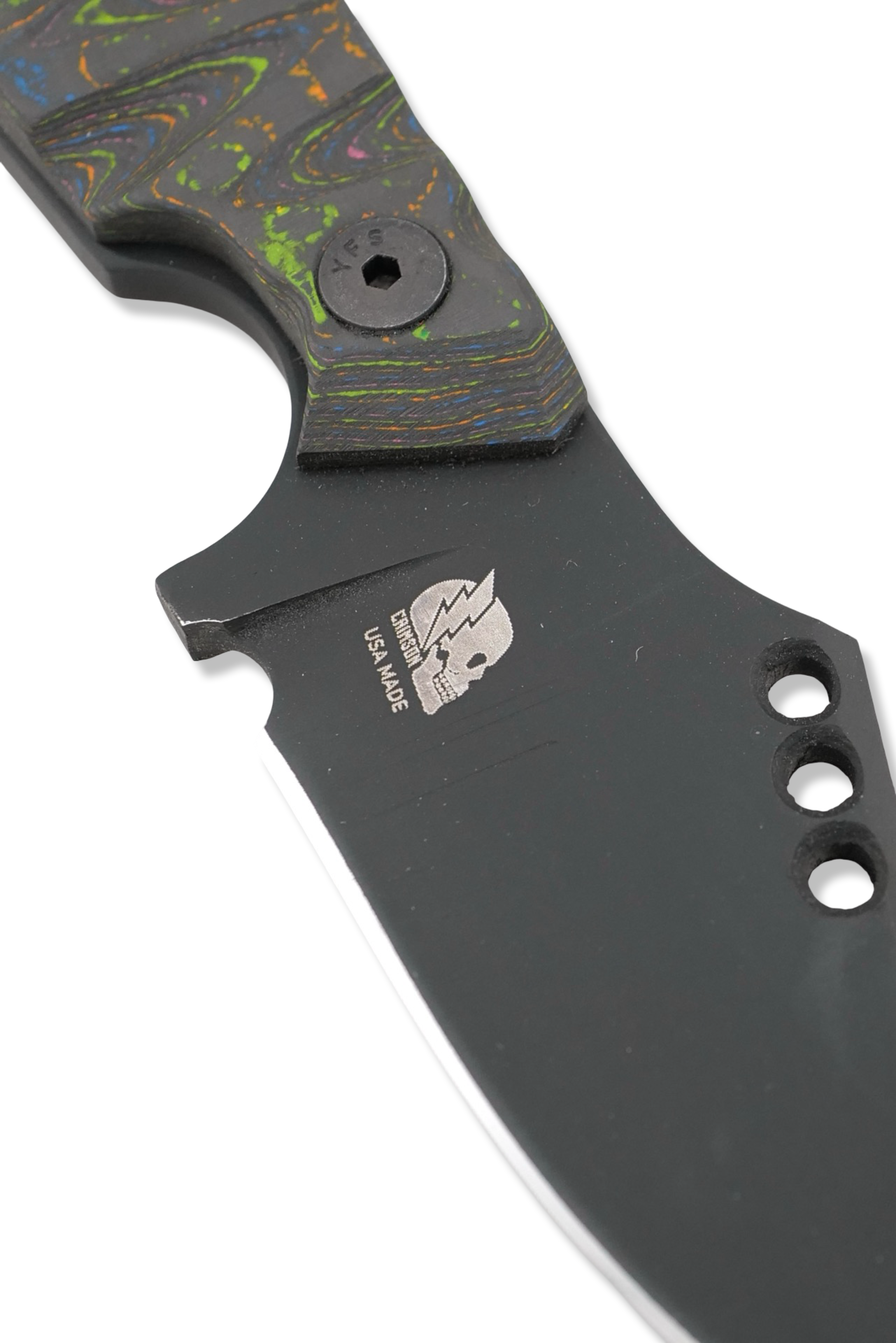 The Duke - Black Cerakote / 80’s Camo Carbon Bolt on Handle / USA Made leather sheath included
