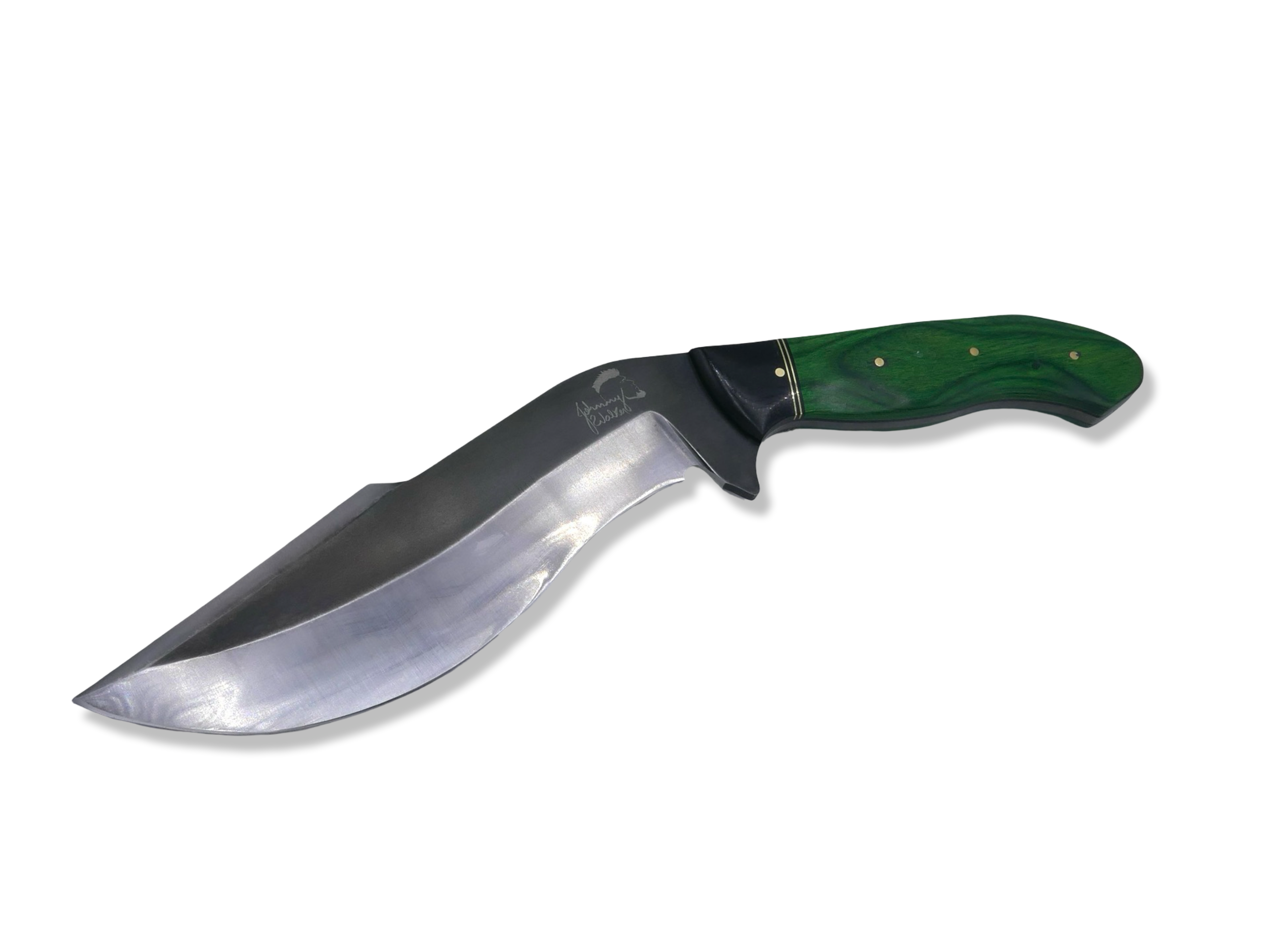 Kukri Custom - Black G-10 / Brass Splits / Shamrock Dyma Wood / Johnny Walker Engraving