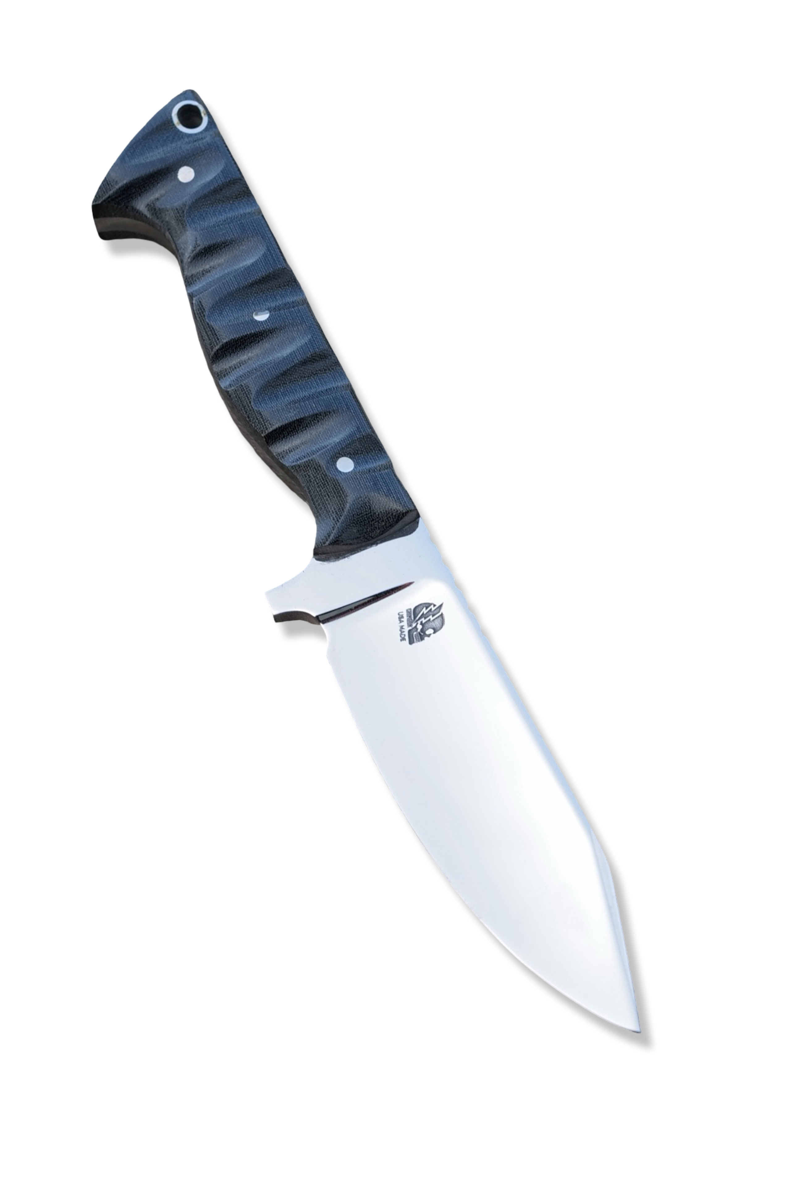 Bushcraft Custom - Mirror Polish / Hollow Grind / Textured Black Micarta Handle