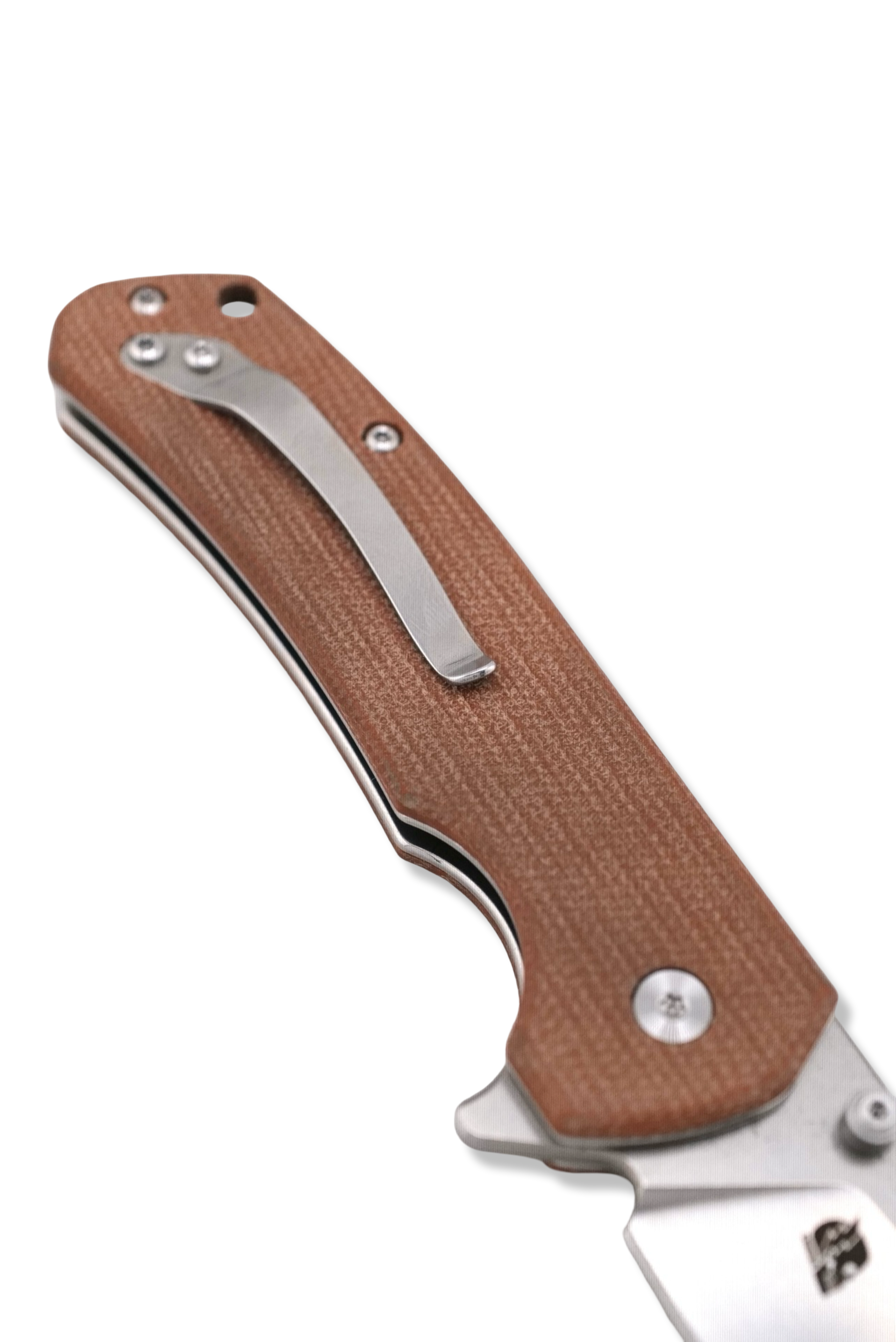 Q7 Flipper Folder - Tan Micarta Handle / Stonewash Blade