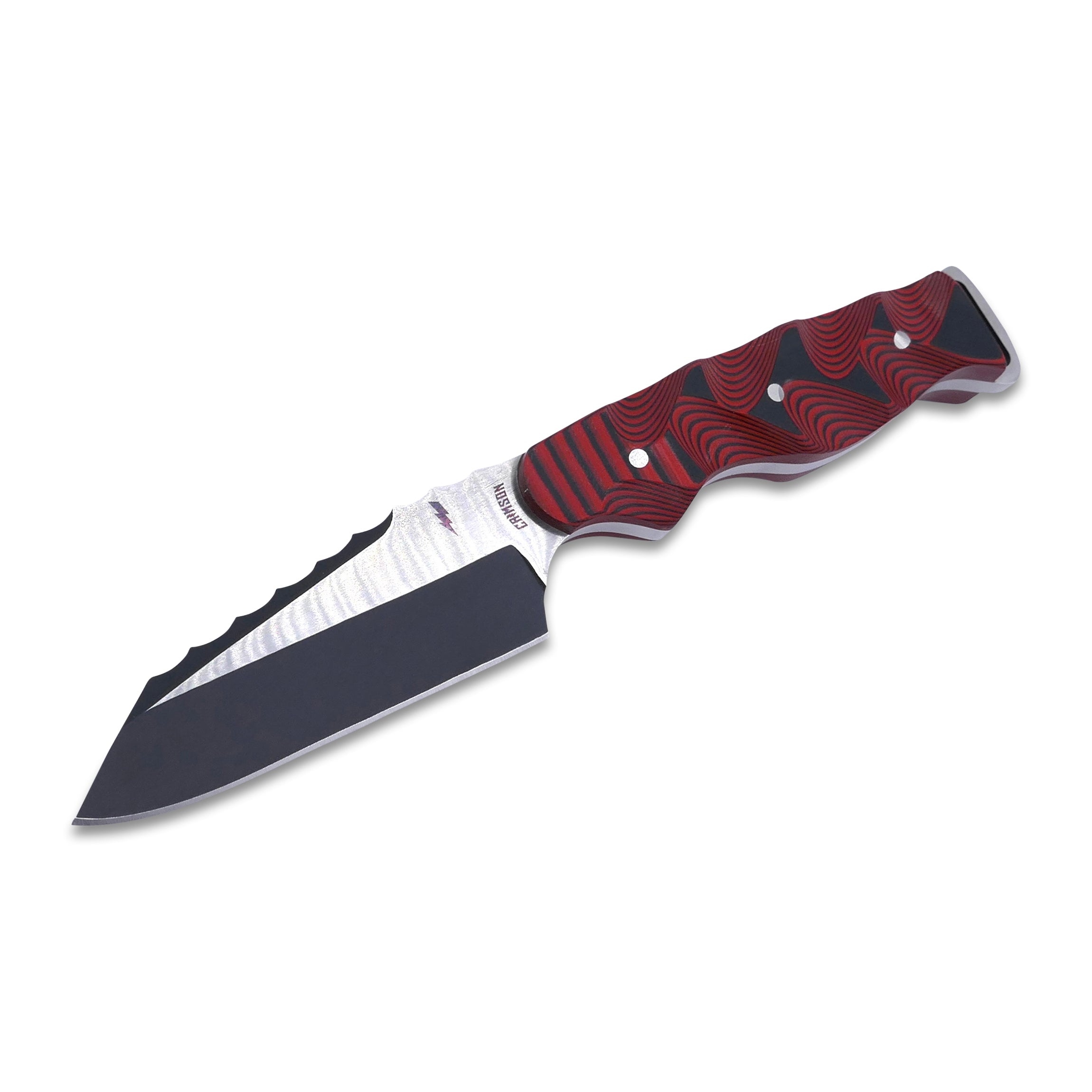 Crimson Tactical - Cobra - Magnacut Two Tone Black / Satin Blade - Red / Black Hypnotic G-10 Handle - Crimson Tactical