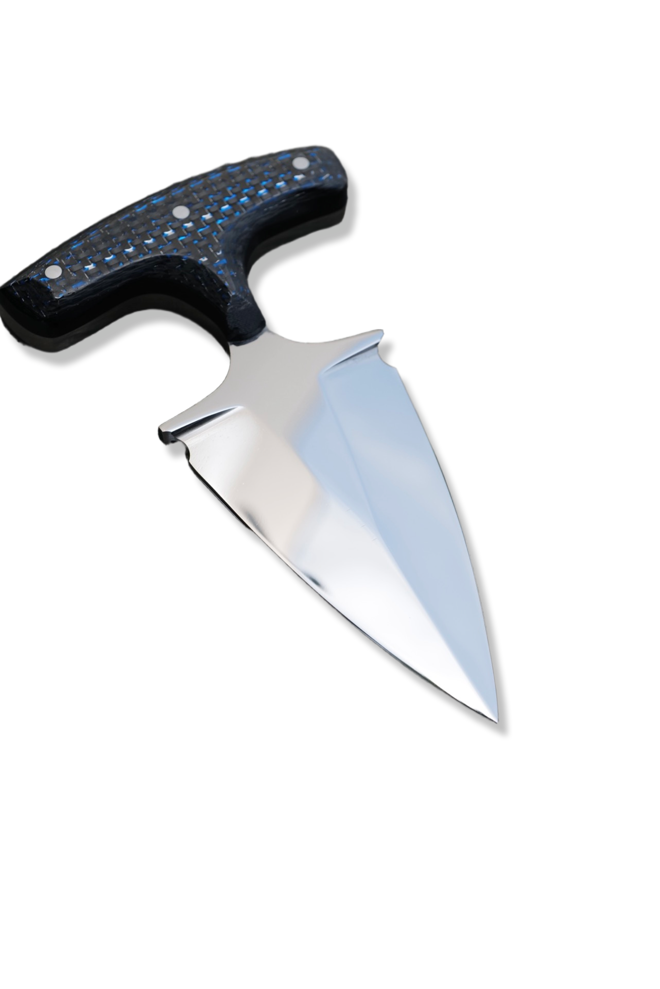 Custom Push Dagger - Mirror Polish / Blue Carbon Fiber + Black G-10 Handle / Sheath Included