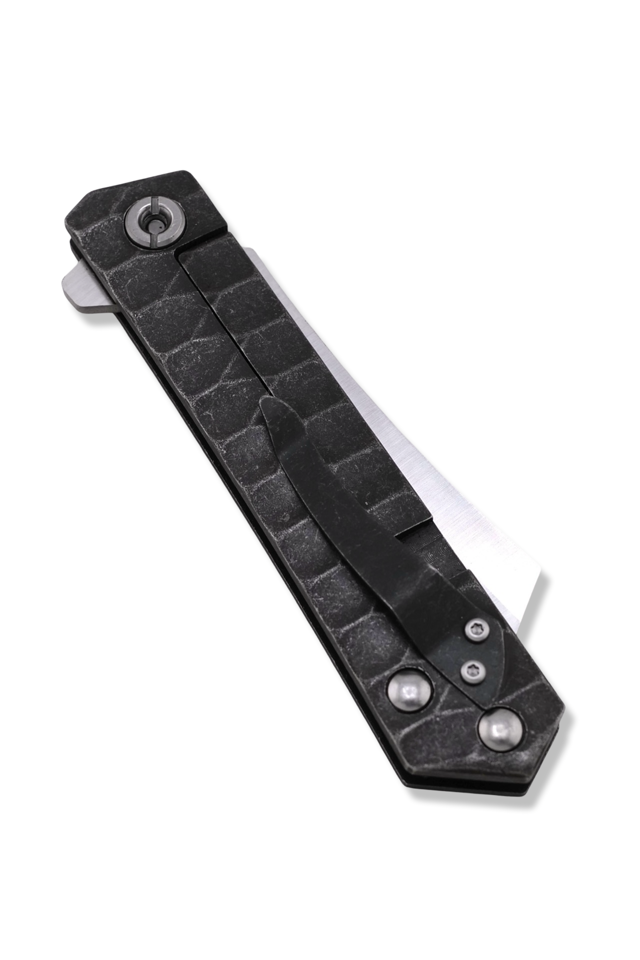 The Wayne Flipper Folder - Straight razor Rock Textured Handle / Satin Finish