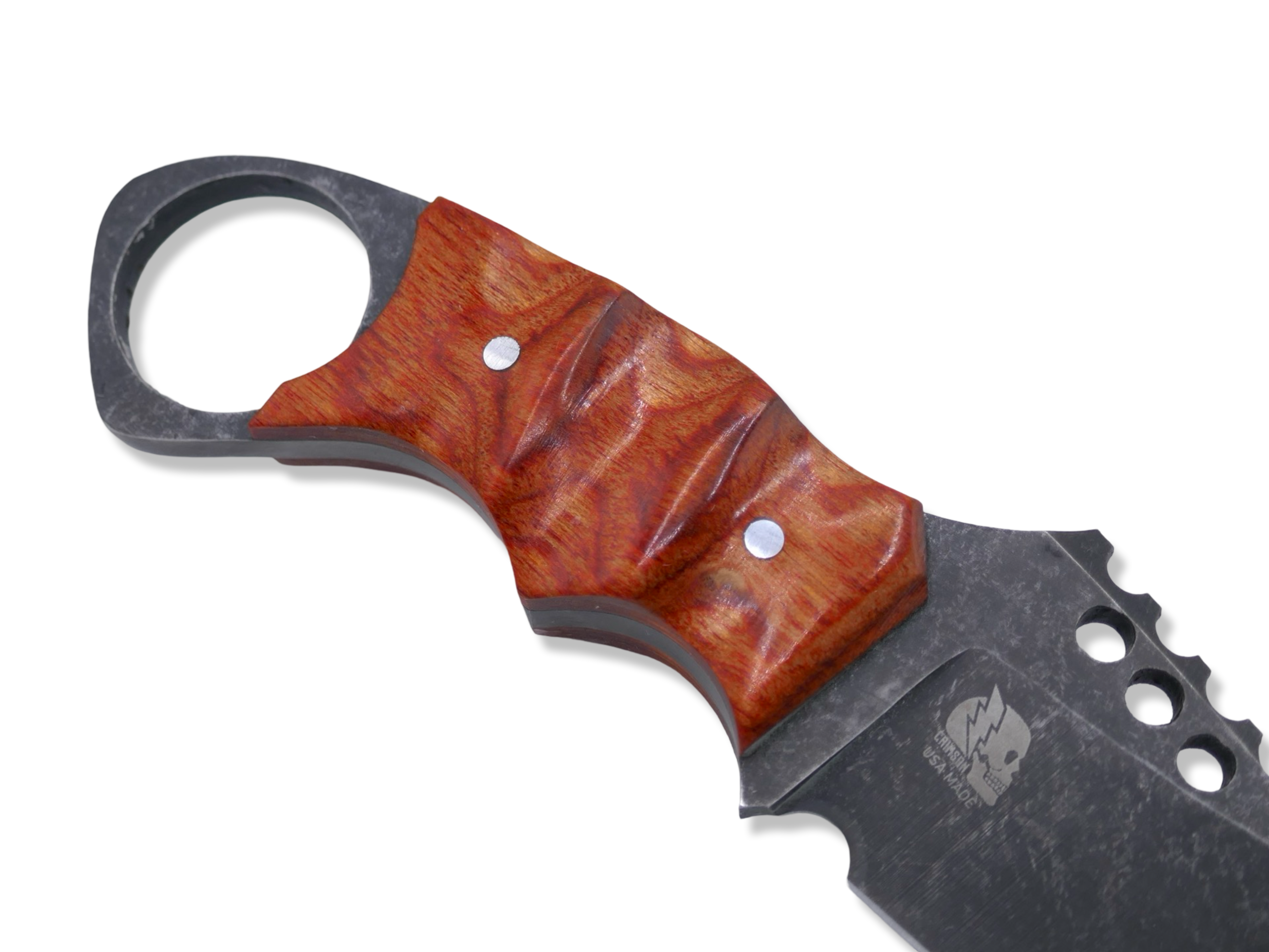 IRON WOLF Custom 1 of 1  -  Dark Stonewash / “ COCOBOLO “ Wood / Sheath Included