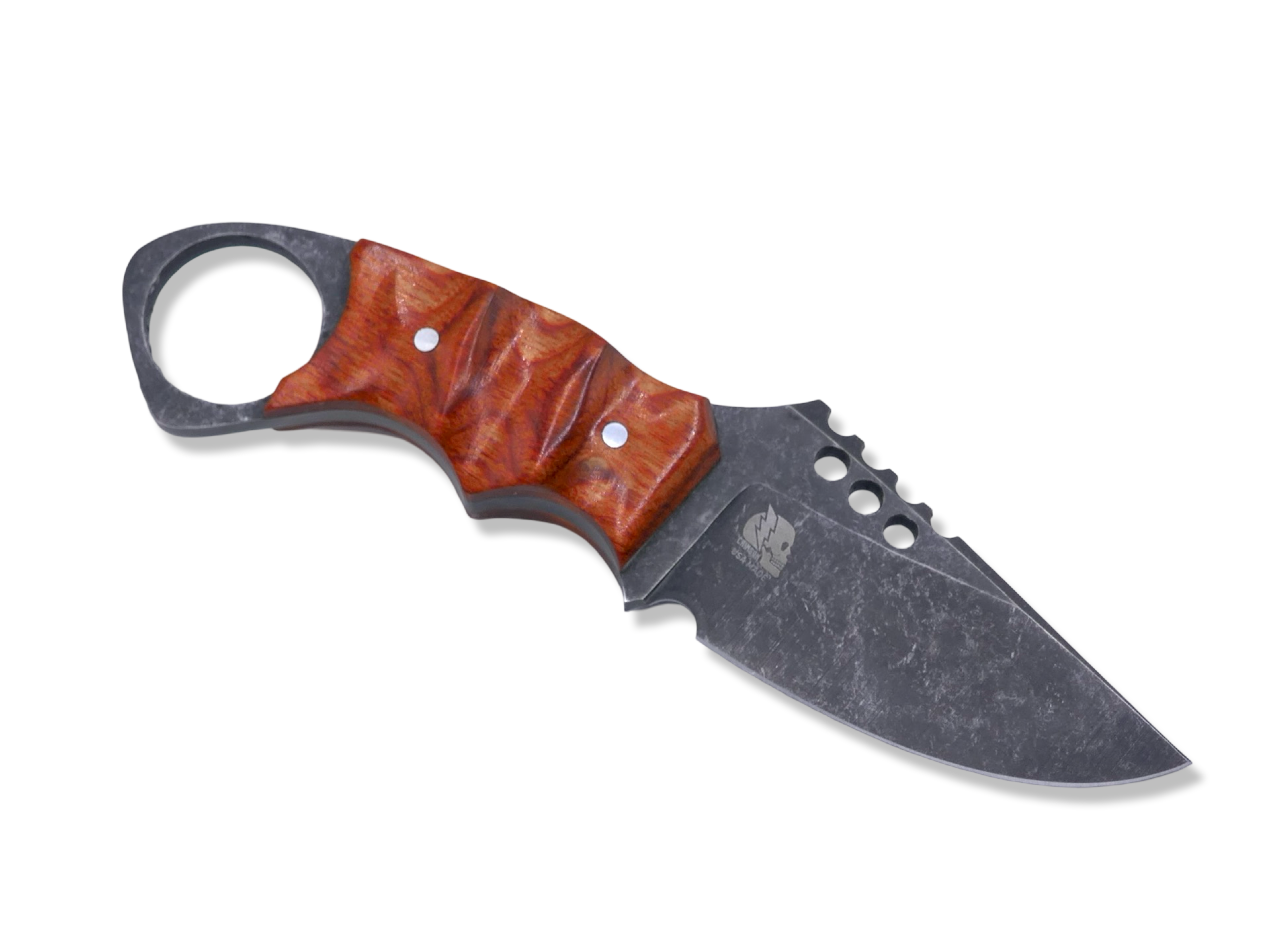 IRON WOLF Custom 1 of 1  -  Dark Stonewash / “ COCOBOLO “ Wood / Sheath Included