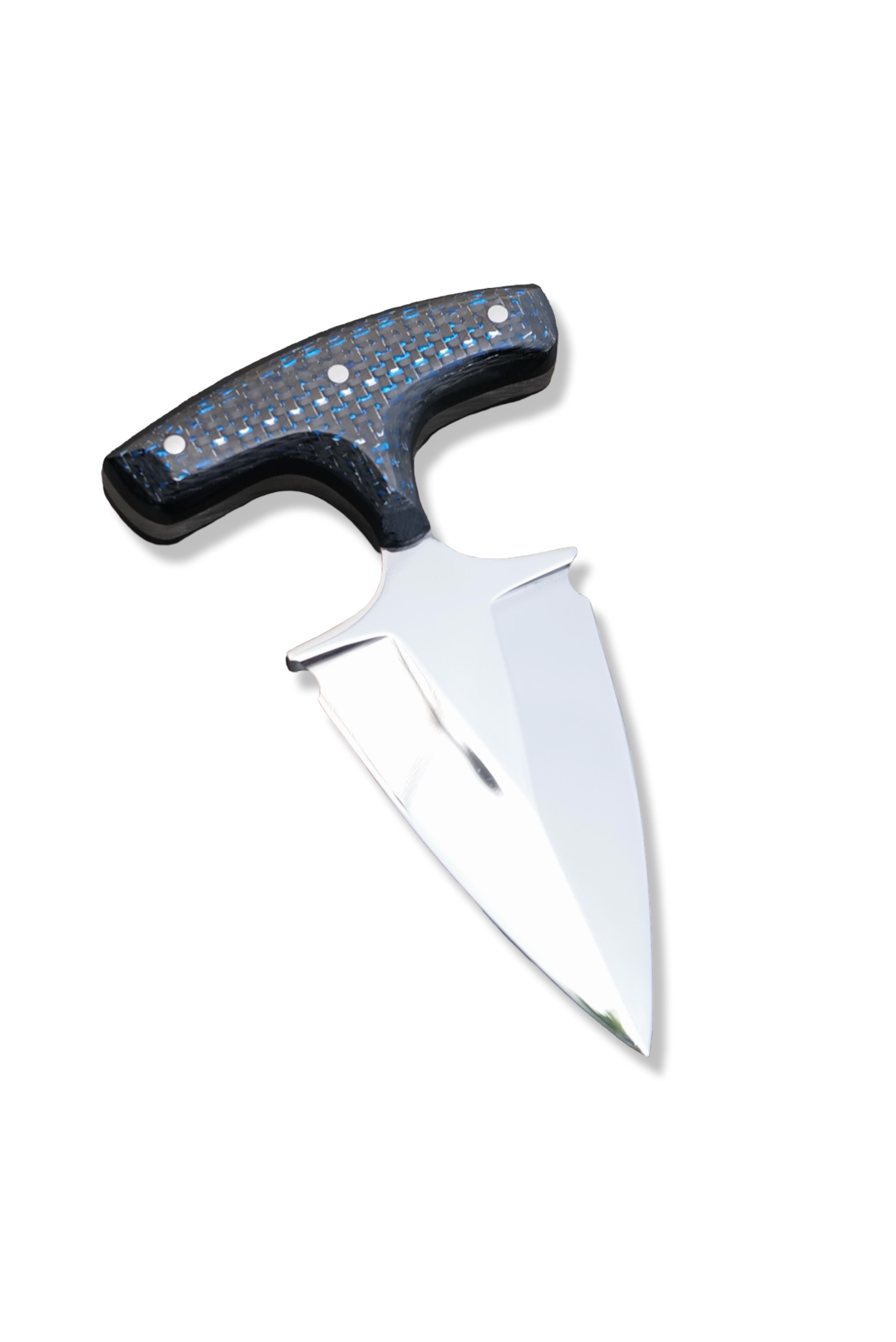 Custom Push Dagger - Mirror Polish / Blue Carbon Fiber + Black G-10 Handle / Sheath Included