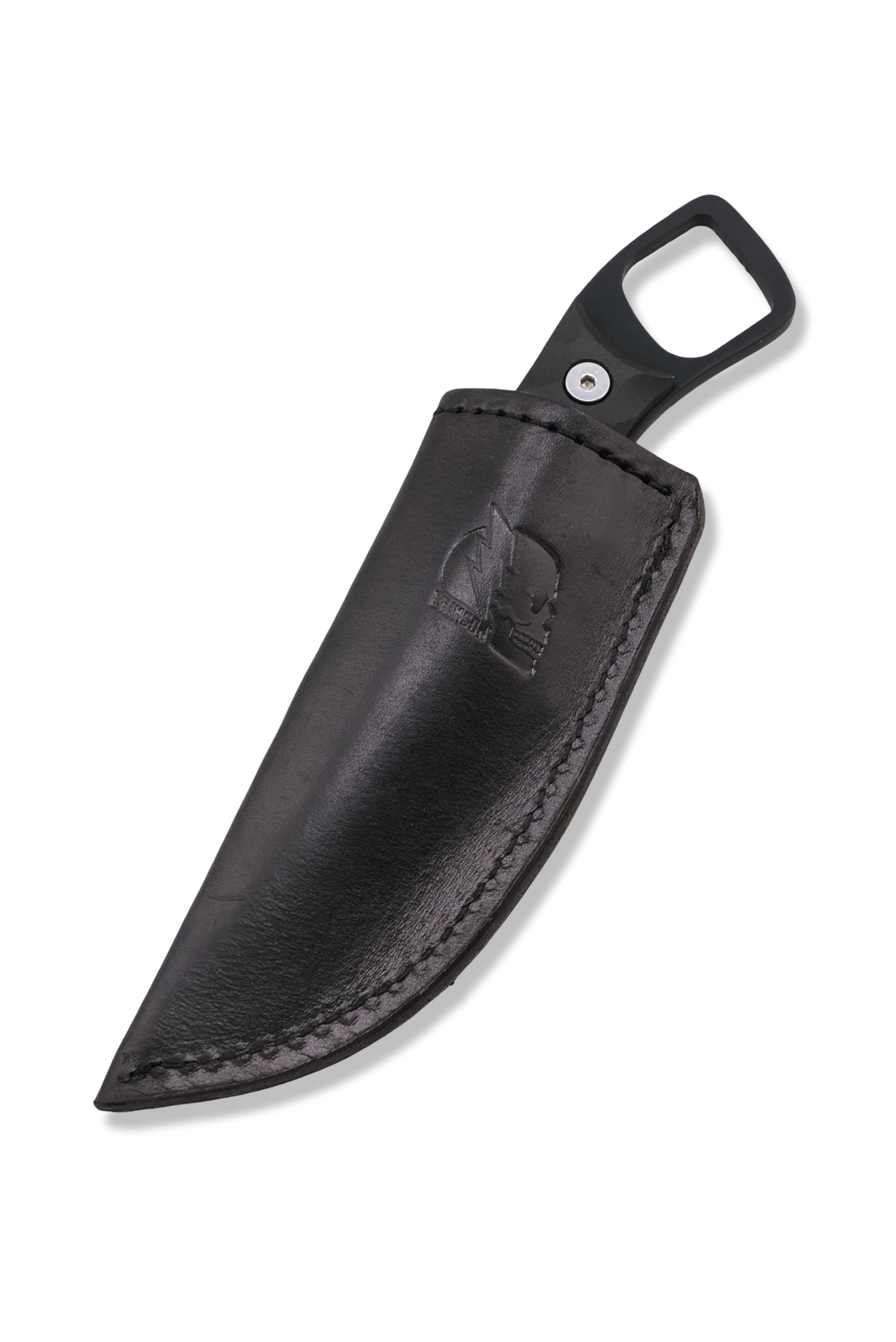 RPM Iron Wolf  “ ARMIPOTENT “ - Black Cerakote / Black Richlite Handle / Leather Sheath Included / LIMITED TO 5 PIECES