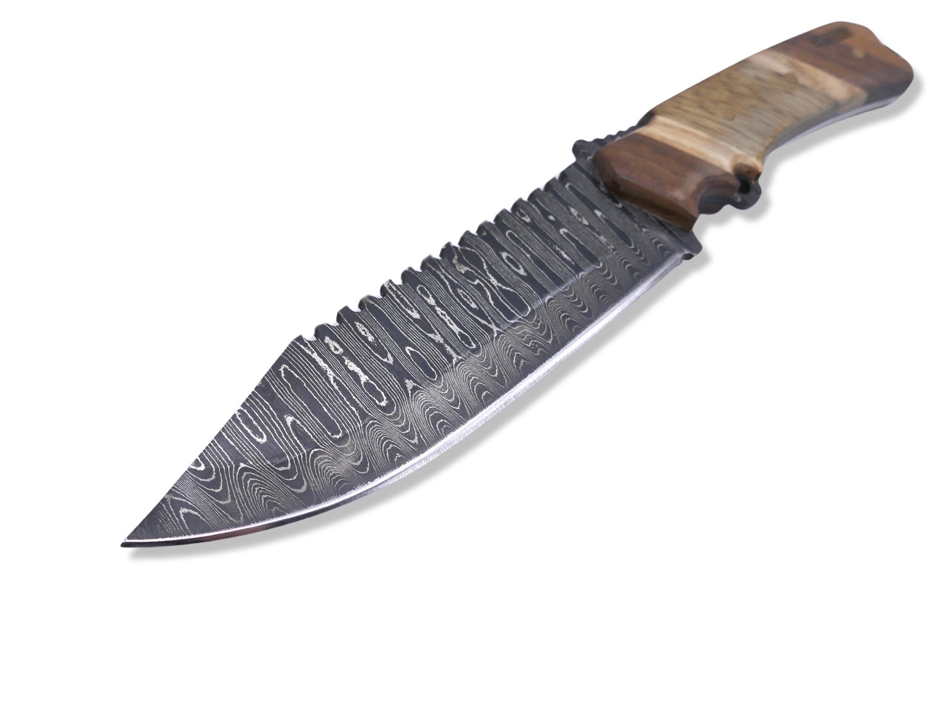 Damascus Blade - Walnut / White Oak / Black Limba - Chris Cole Design - Crimson Tactical