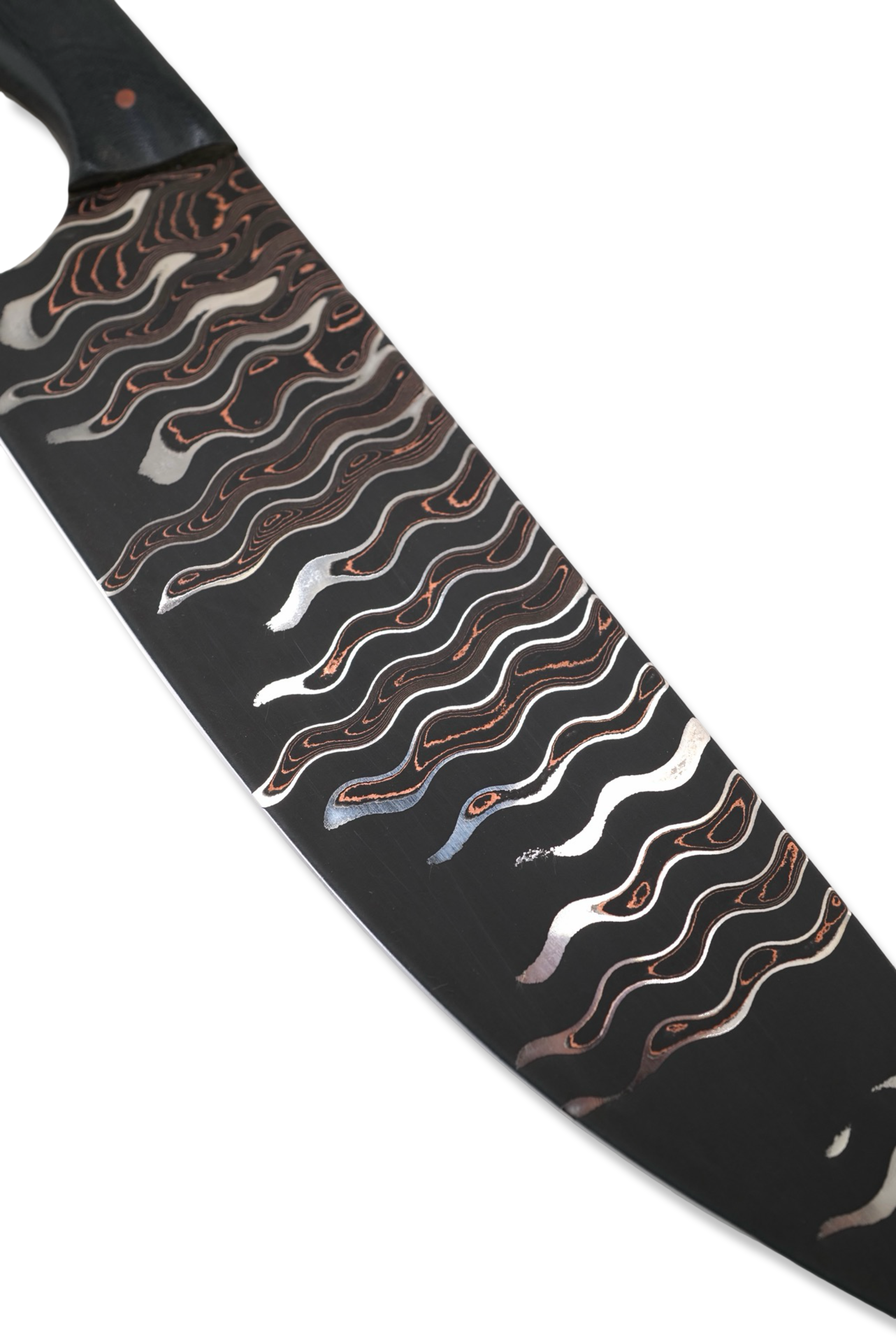 Custom Chef - Baker Forge Coppermai Damascus / Black Micarta + Hawaiian Koa Handle