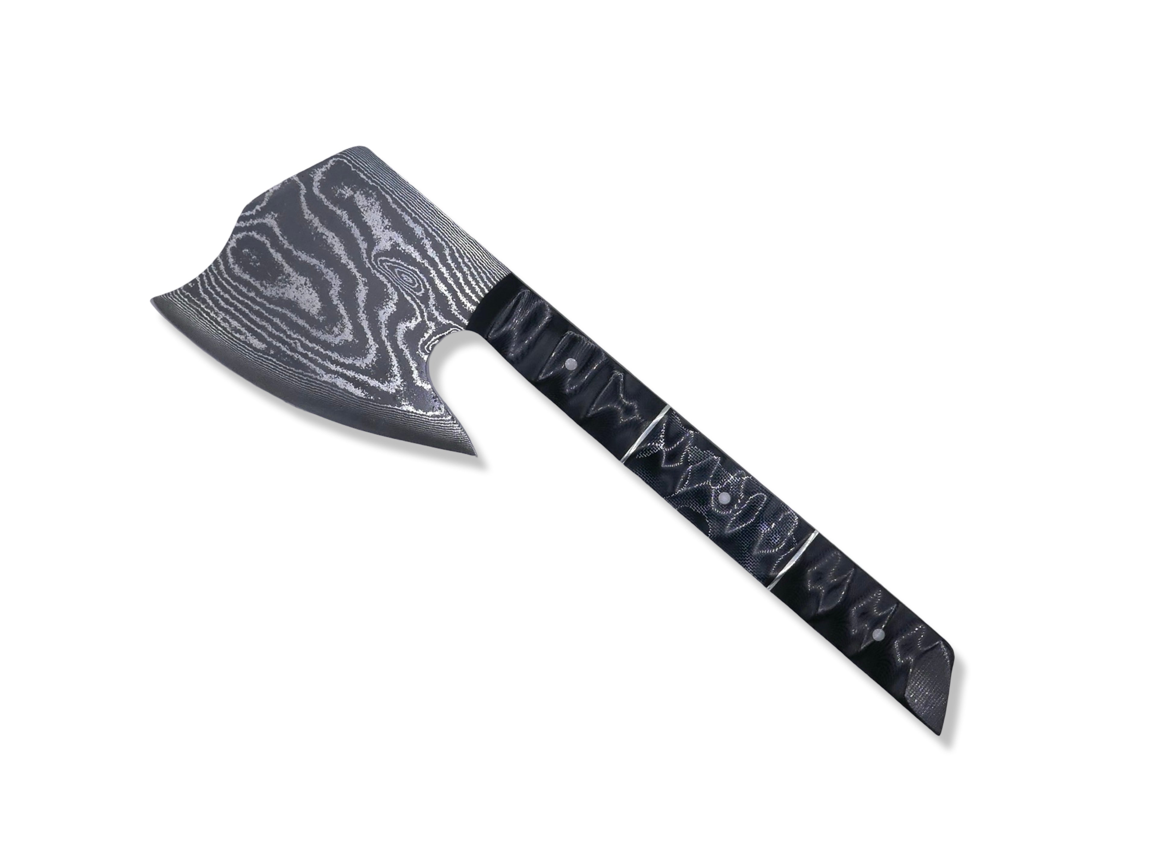 Damascus Berserker - Vegas Forge Stainless Damascus / G-10 / Alume / Nickel Splits Handle
