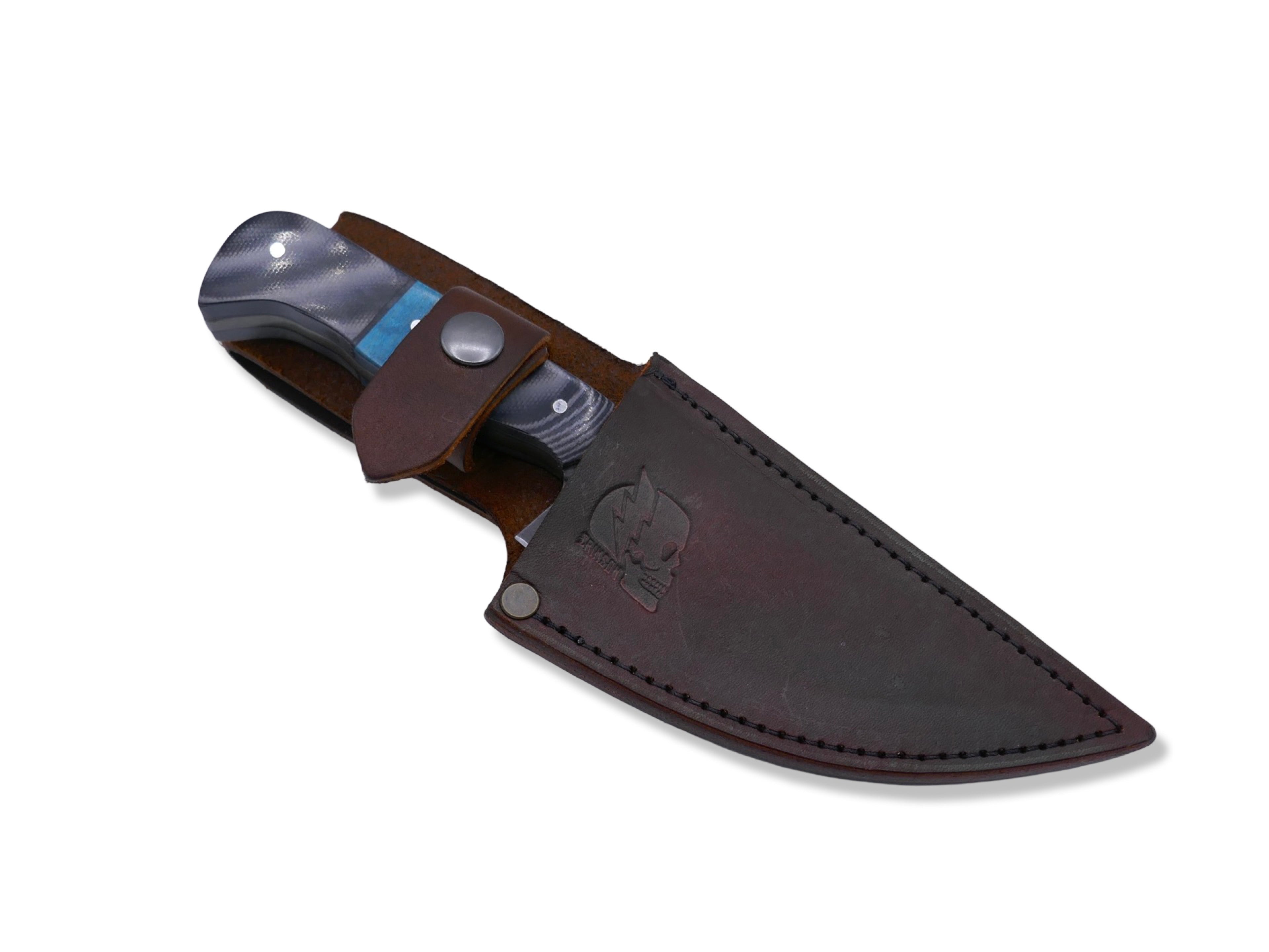 Vendetta Night Crawler - Grey / Black G-10 W/ Blue Wood Inlay / Black G-10 Liner