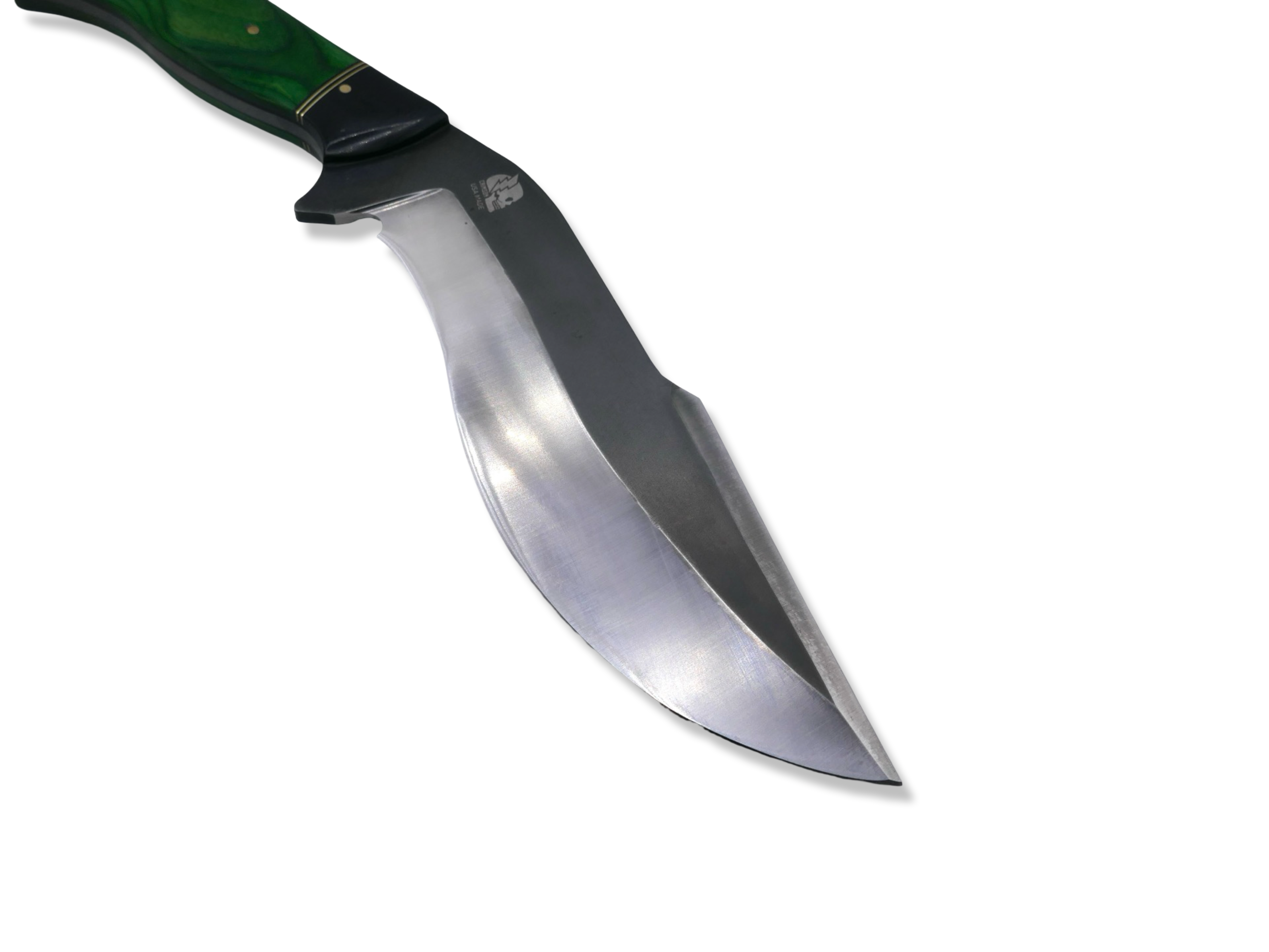 Kukri Custom - Black G-10 / Brass Splits / Shamrock Dyma Wood / Johnny Walker Engraving