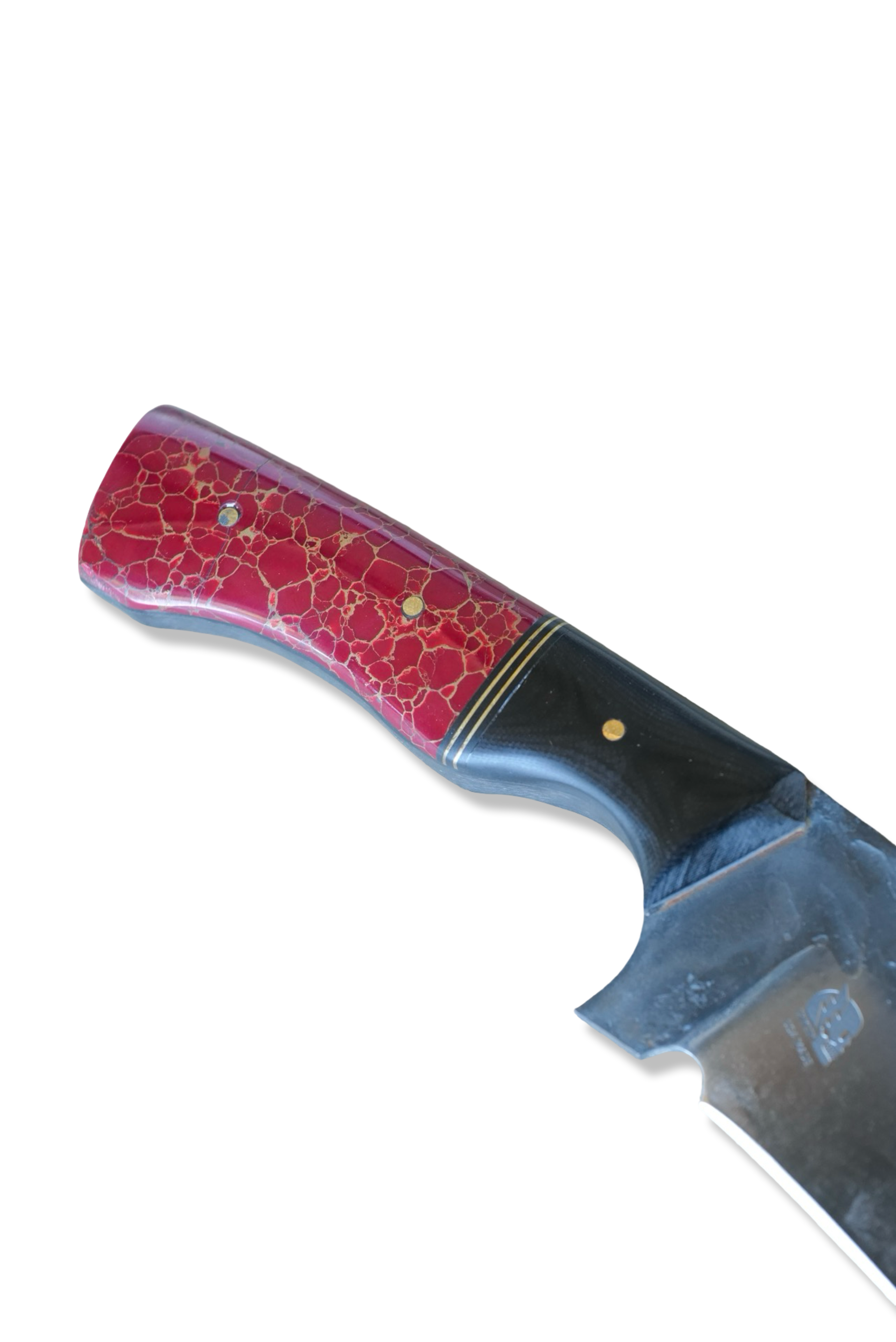 Forged Custom - Black G-10 / Red Tru Stone / Brass Splits + Hardware