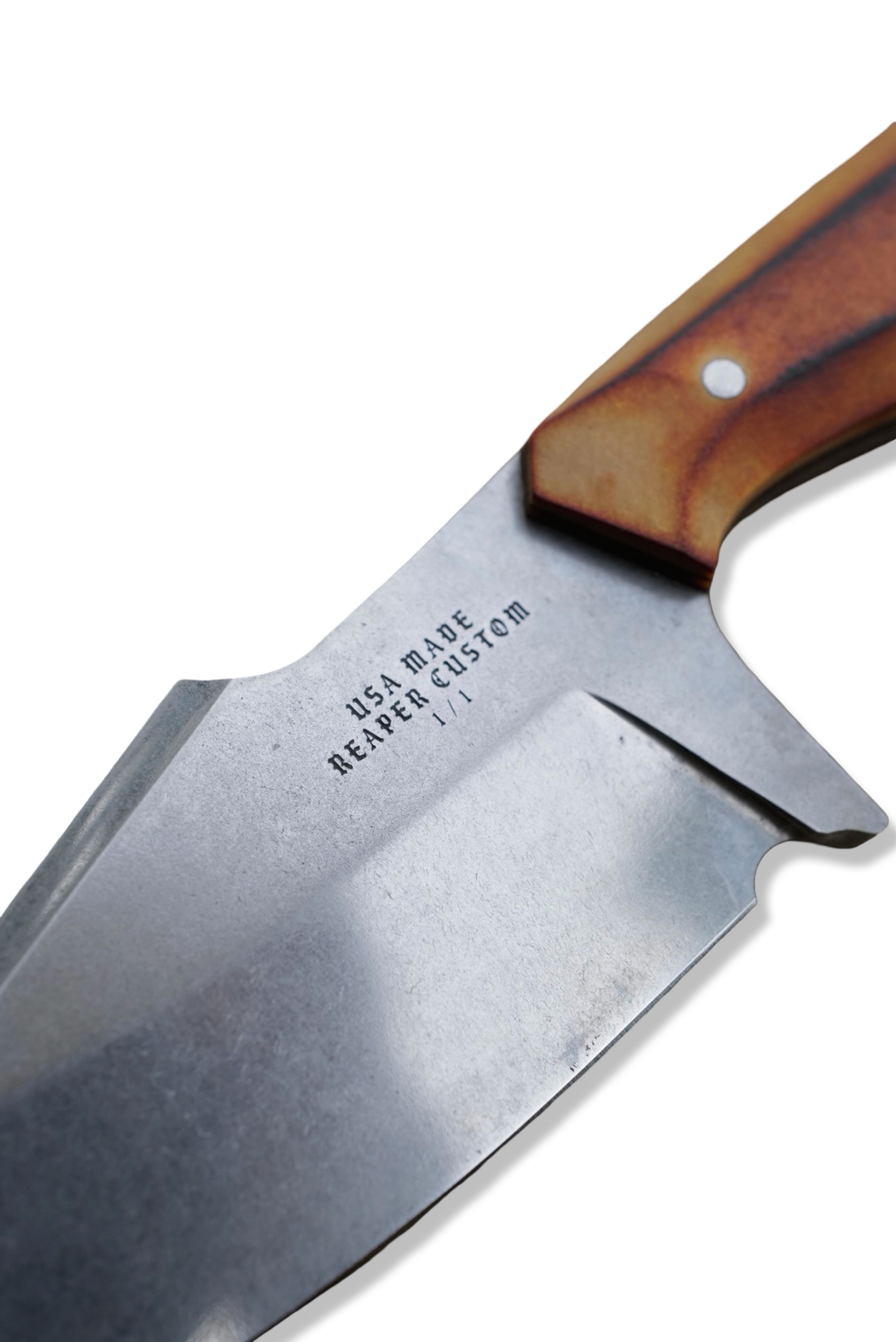 Reaper Custom 1 of 1 - Two Tone Polish Tumble / Torched Richlite Handle / Westinghouse Liners / Sheath Included