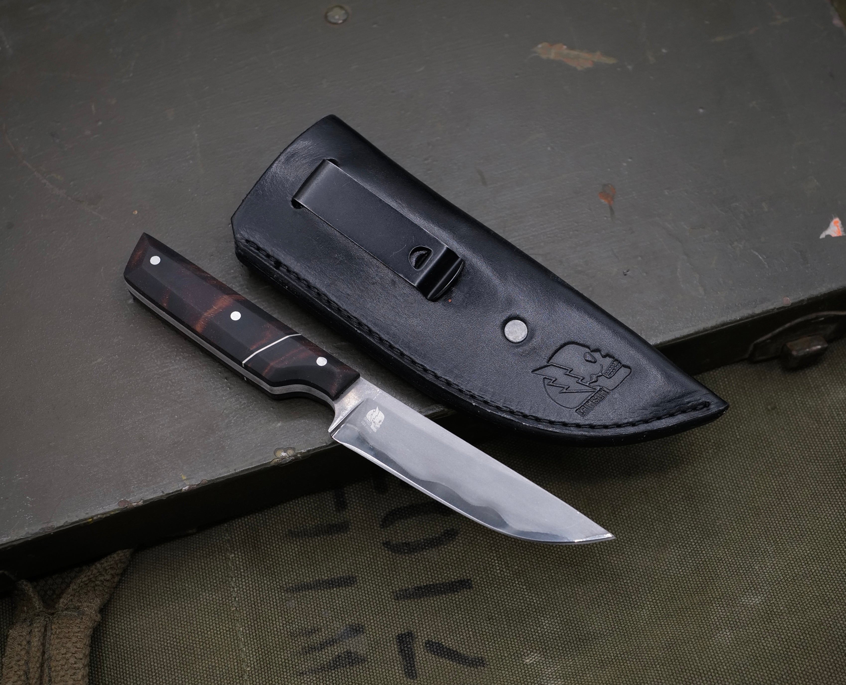 Custom 1 of 1 - Baker Forge Stainless Damascus / Hawaiian Koa / Nickel Split / SHEATH INCLUDED