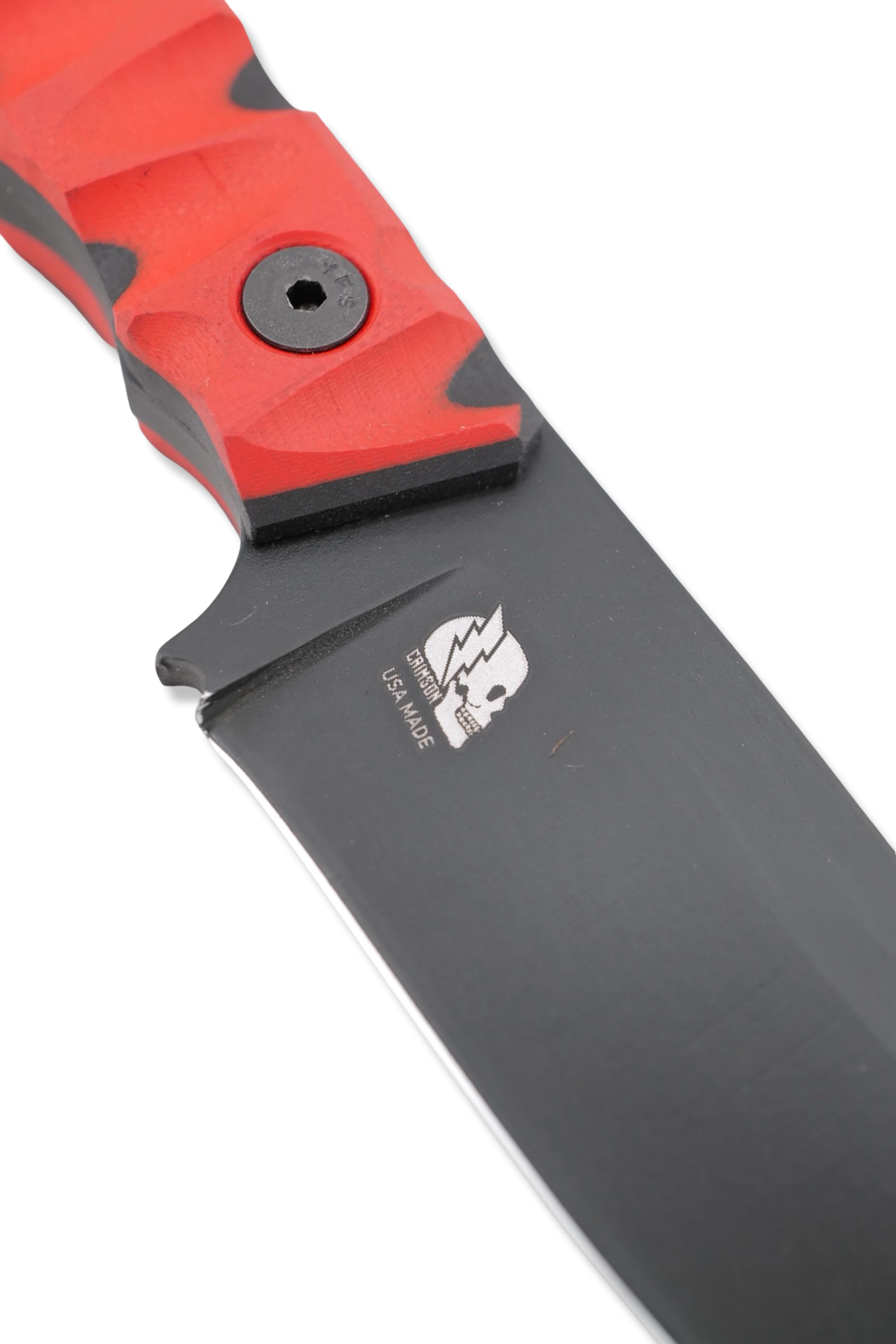 Slayer Mini - Black Cerakote / Two Faced Red + Black G-10 Handle / USA Made leather sheath included
