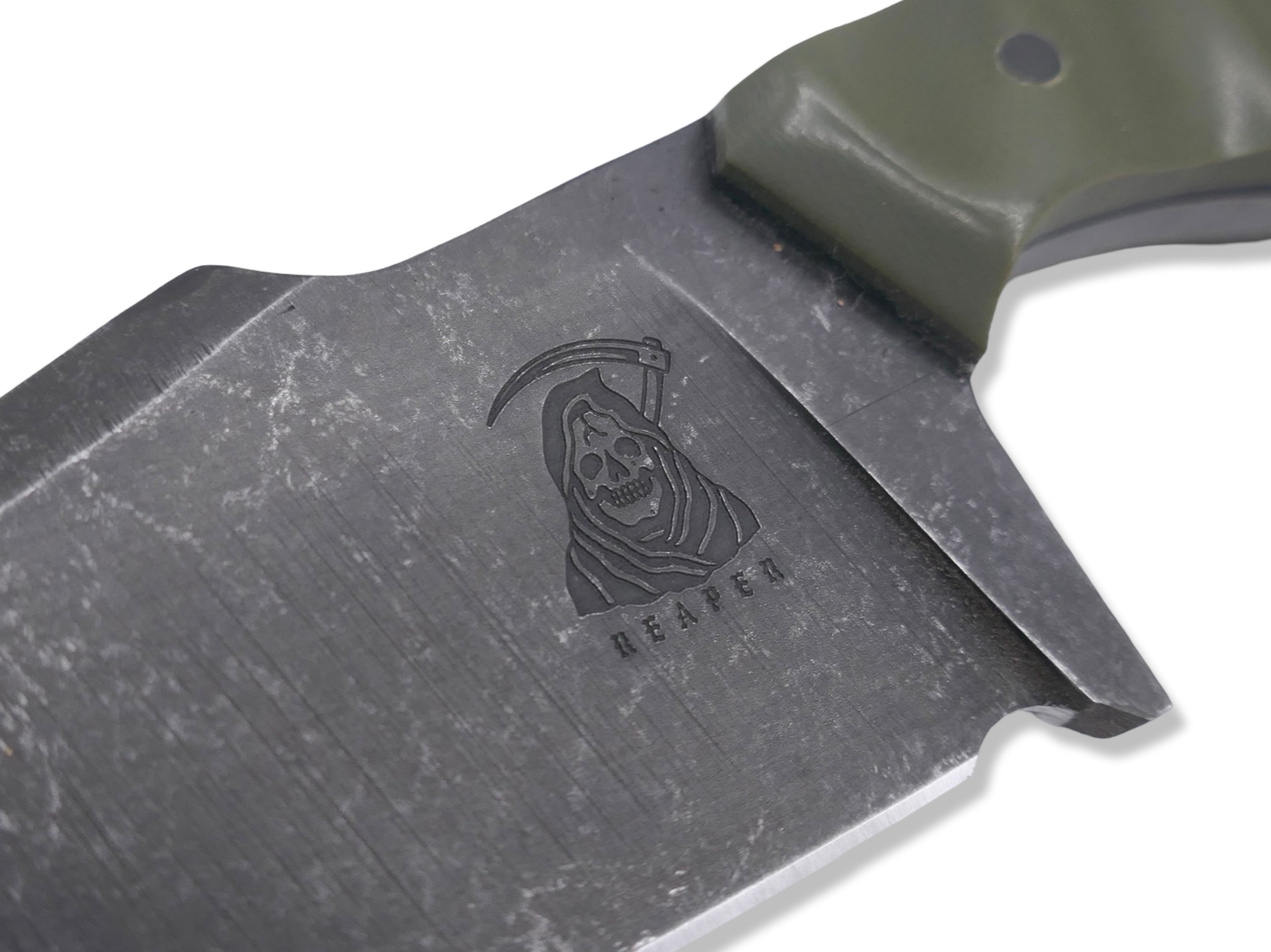 Reaper - Dark Stonewash / OD Green G-10 / Carbon Fiber Pins