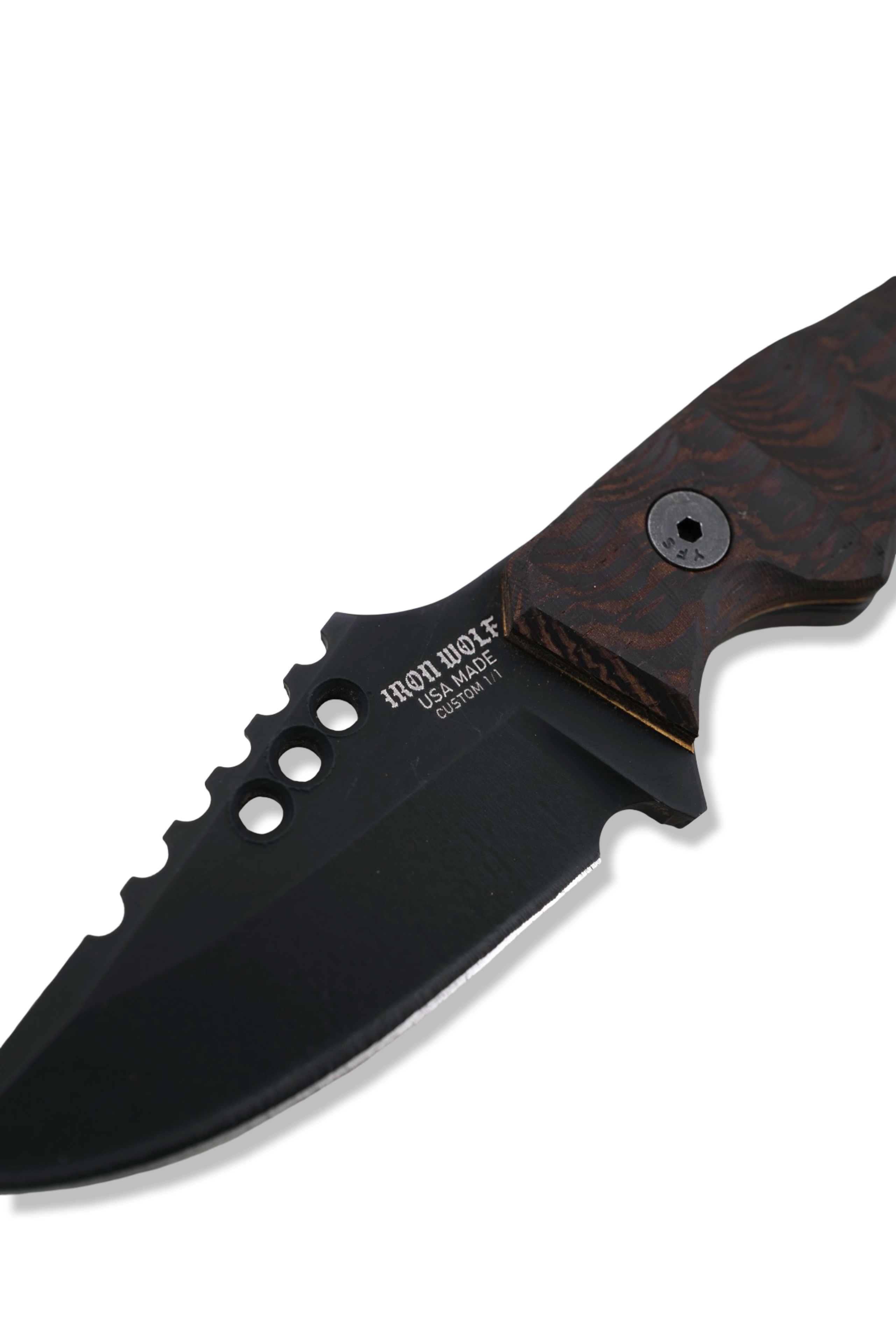 RPM Iron Wolf Custom 1/1  - Black Cerakote / Wenge w/ Brass Liner  /  Leather Sheath Included