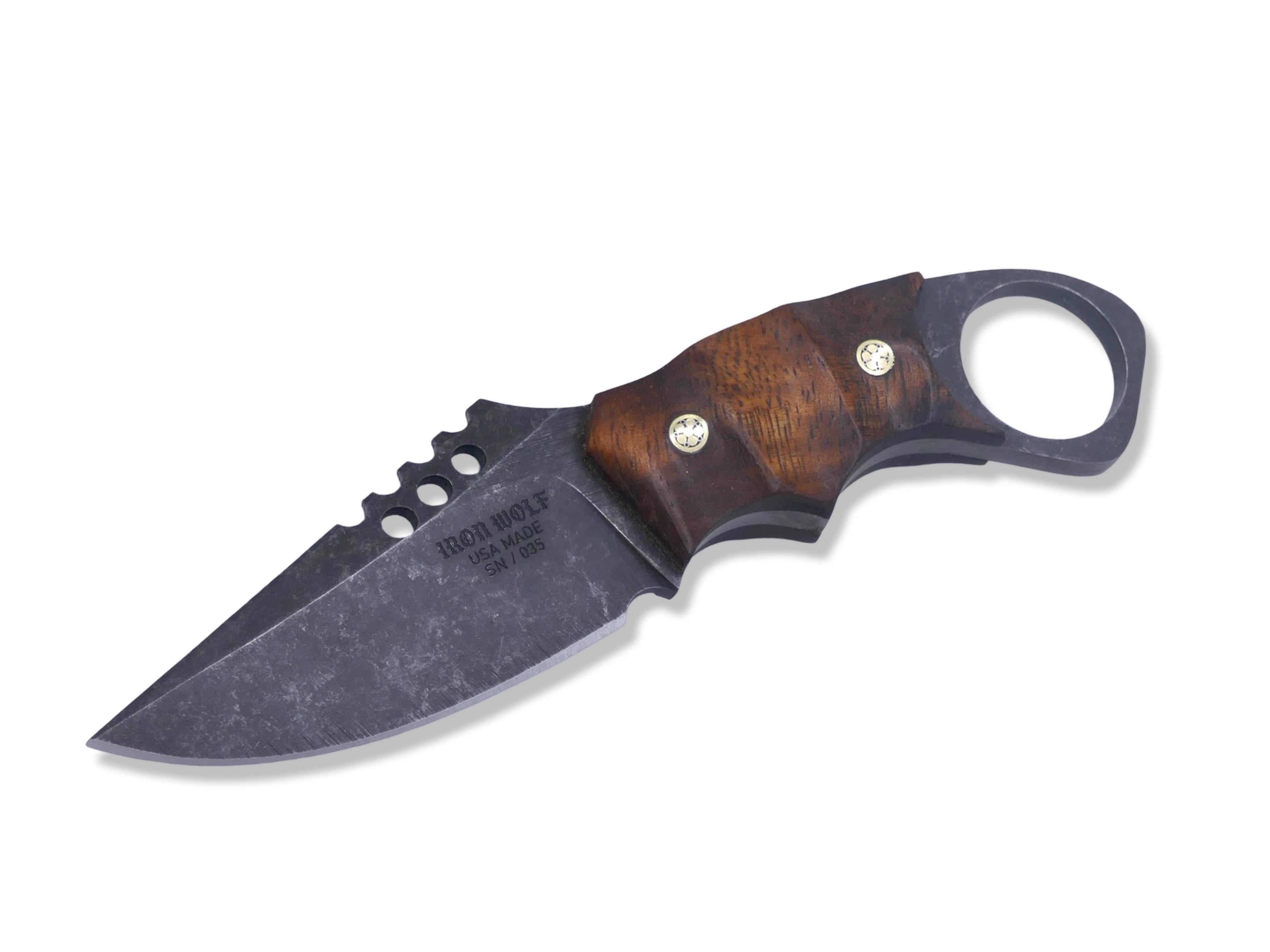 IRON WOLF Custom 1 of 1  -  Dark Stonewash / Hawaiian Koa / Mosaic Pins