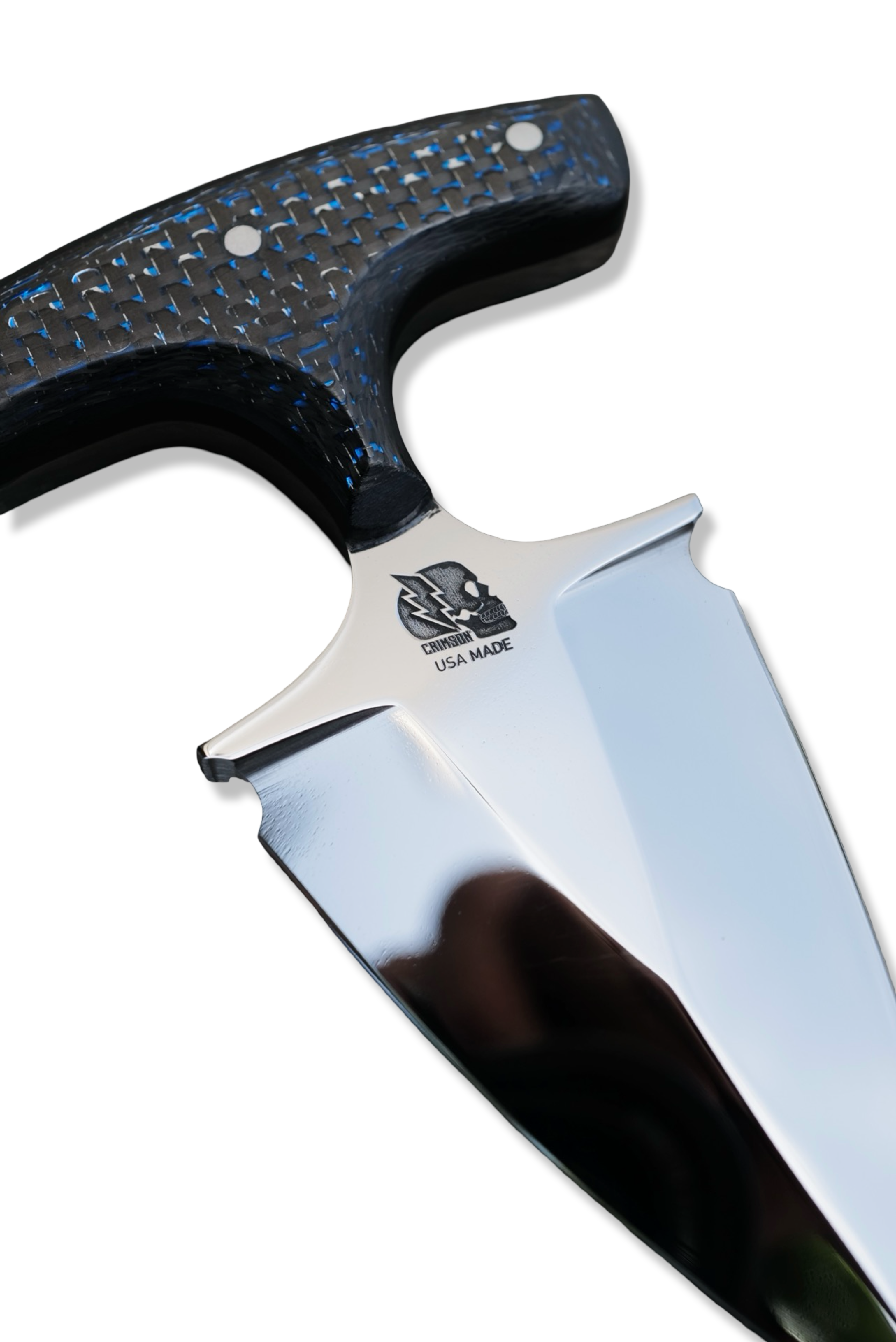 Custom Push Dagger - Mirror Polish / Blue Carbon Fiber + Black G-10 Handle / Sheath Included