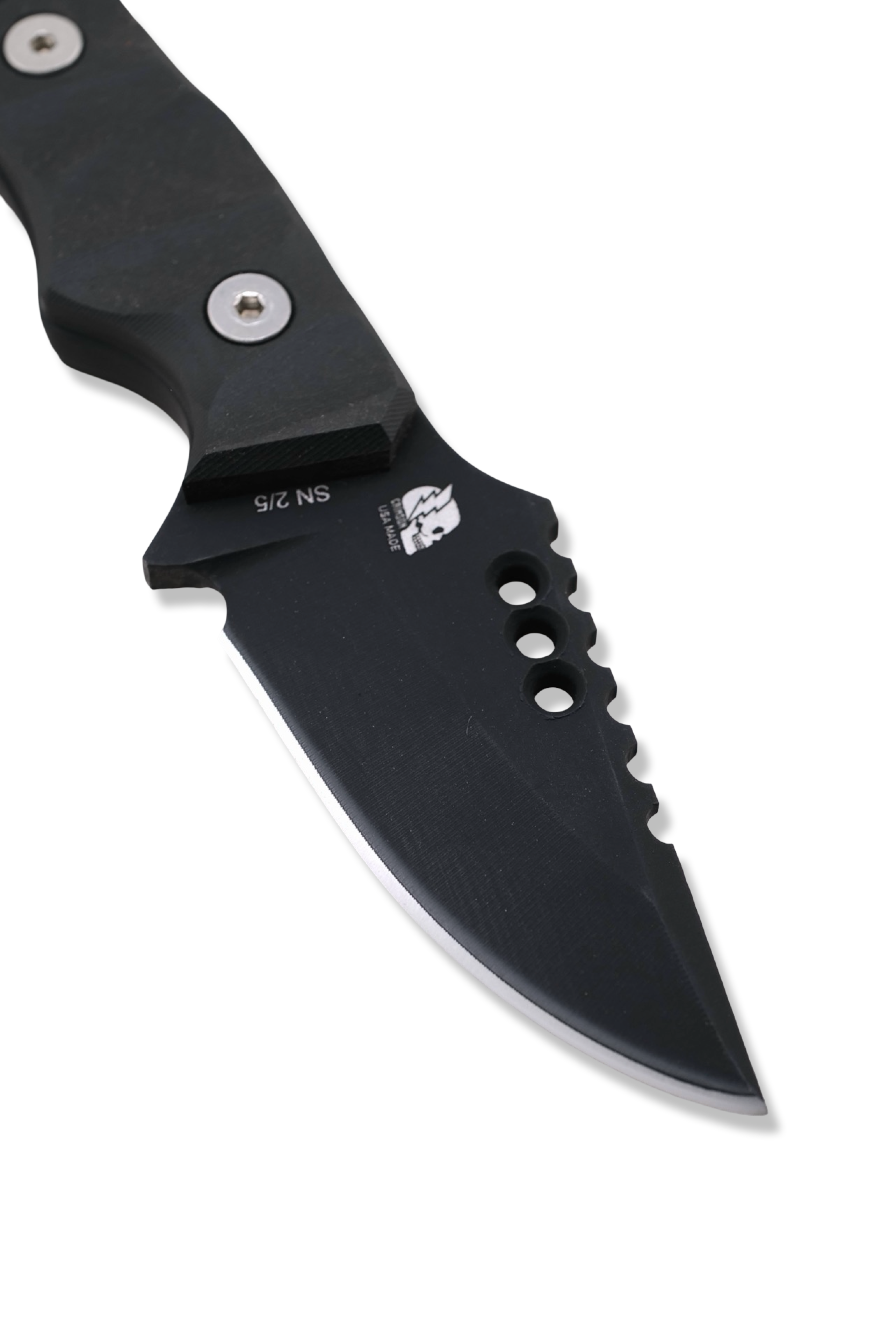 RPM Iron Wolf  “ ARMIPOTENT “ - Black Cerakote / Black Richlite Handle / Leather Sheath Included / LIMITED TO 5 PIECES