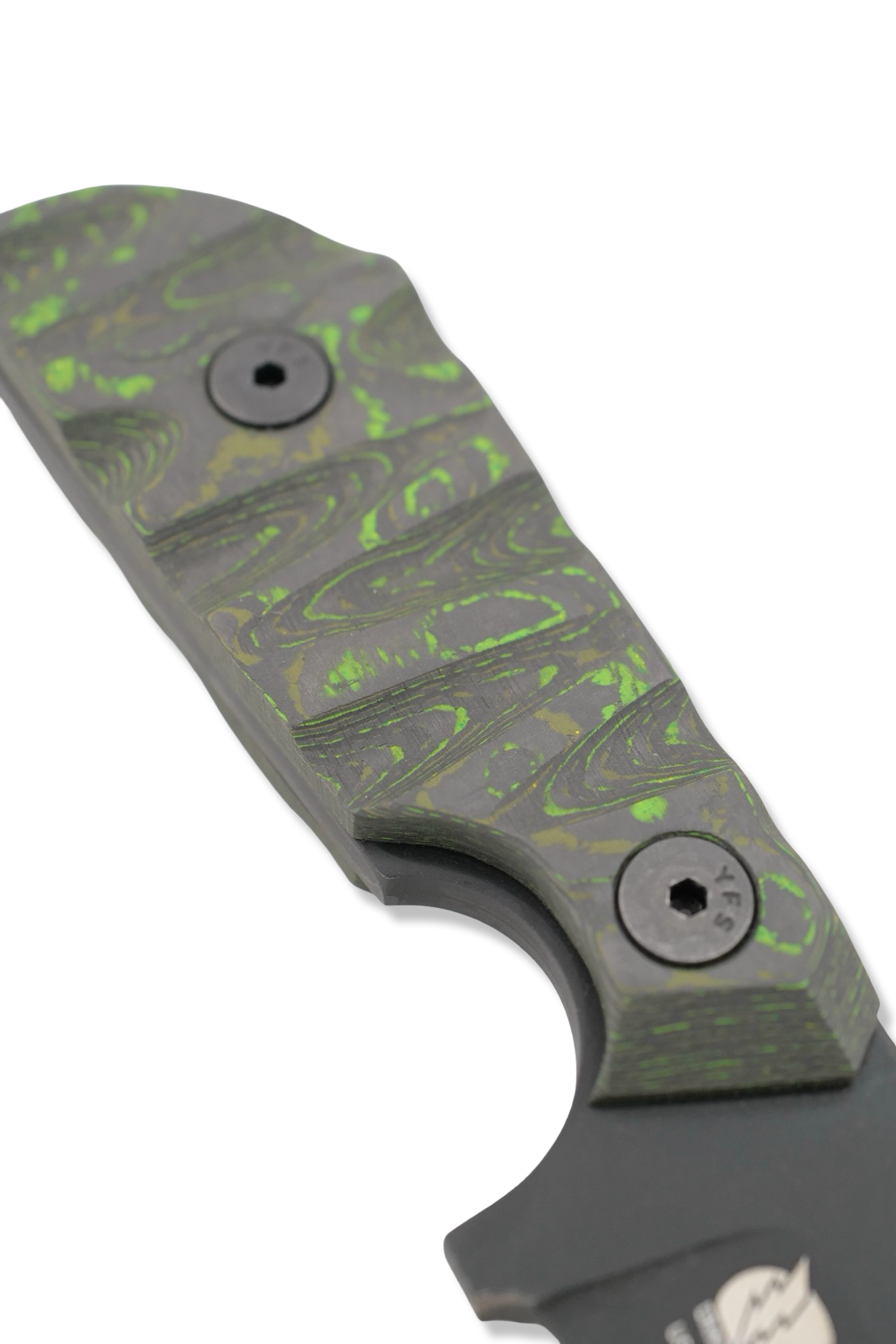 The Duke - Black Cerakote / Toxic Moss Camo Carbon Bolt on Handle / USA Made leather sheath included