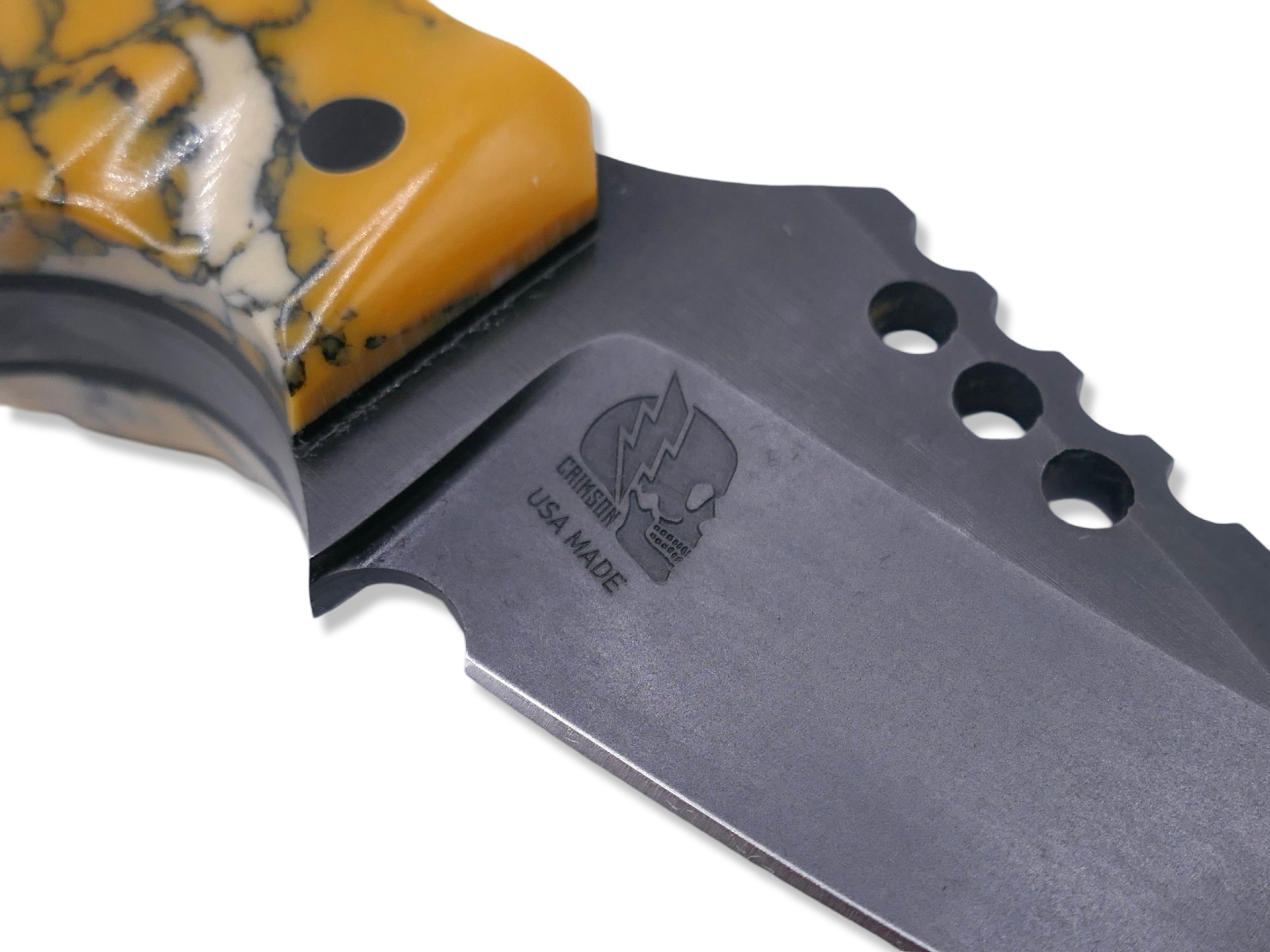 IRON WOLF Custom 1 of 1  -  Tungsten Finish / Tru Stone Handle / Black G-10 Liner / Carbon Fiber Pins / USA MADE