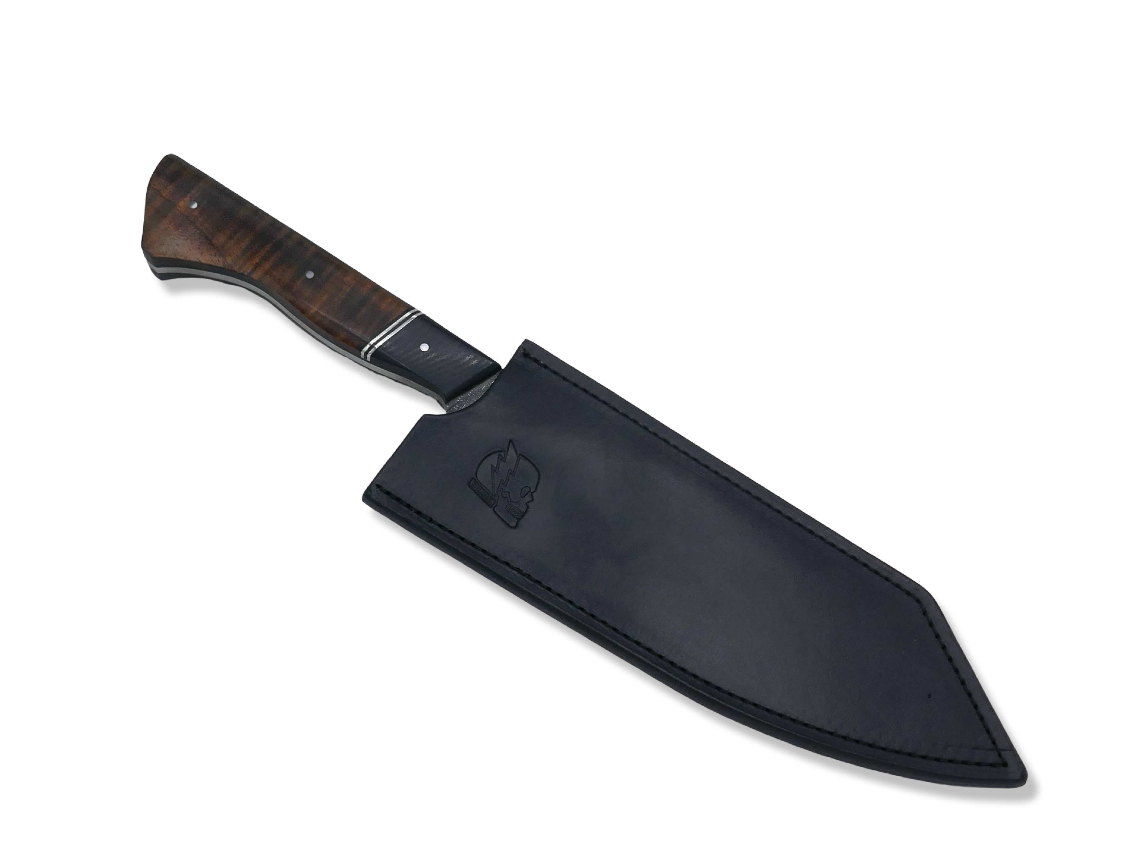 Custom Chef - Vegas Forge Stainless Damascus / Dot Matrix Pattern / Black G-10 / Nickel Split / Hawaiian Koa