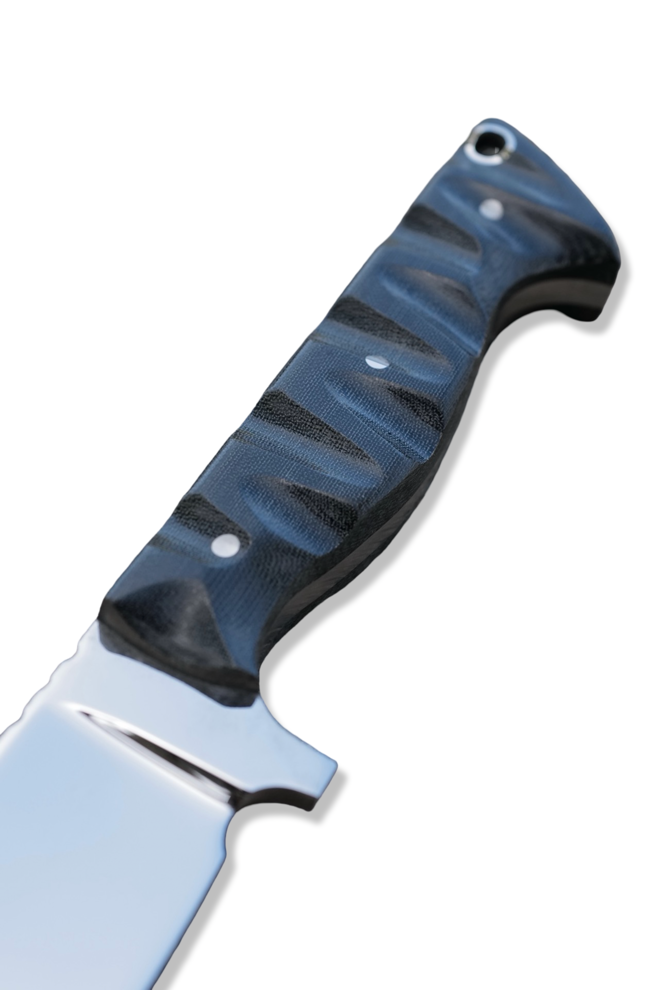 Bushcraft Custom - Mirror Polish / Hollow Grind / Textured Black Micarta Handle