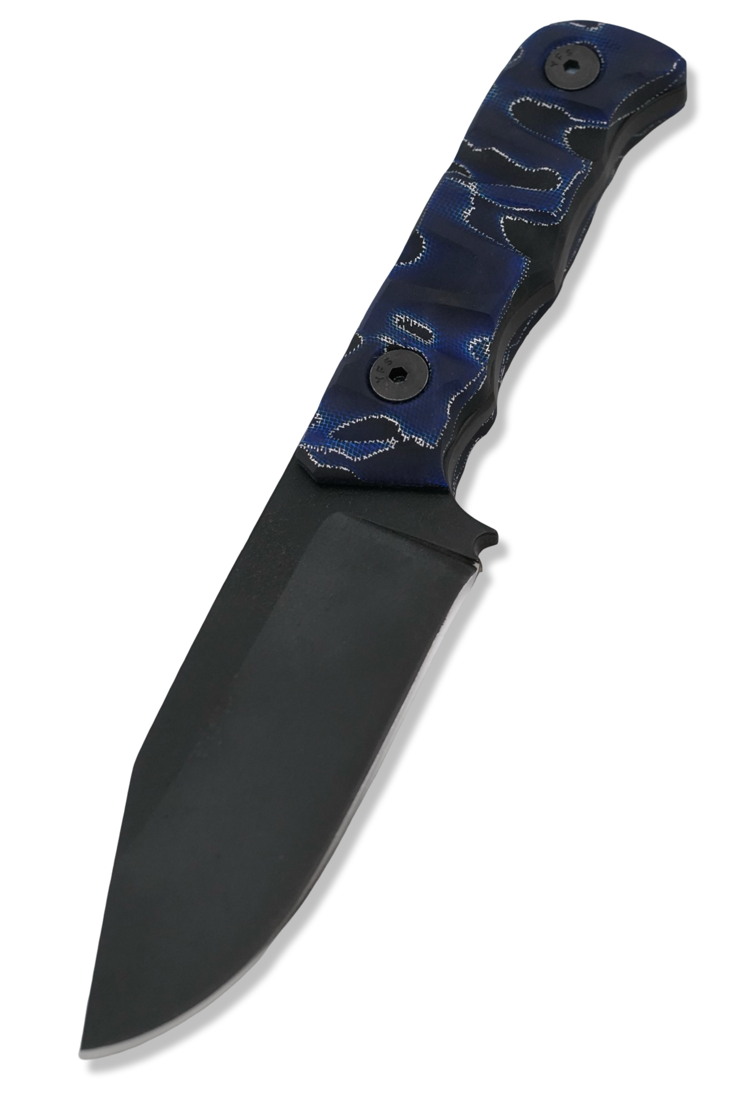 Slayer Mini - Black Cerakote / Blue Raffir Alume Handle / USA Made leather sheath included