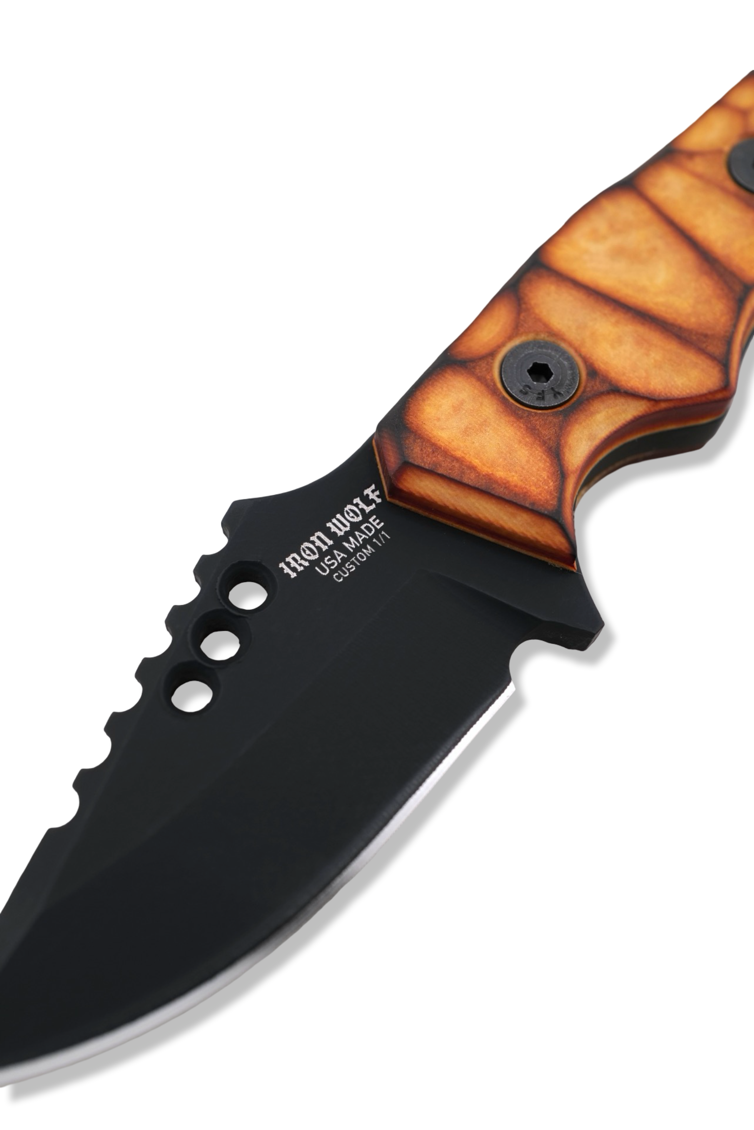 RPM Iron Wolf Custom 1/1  - Black Cerakote / Torched Richlite Handle /  Leather Sheath Included
